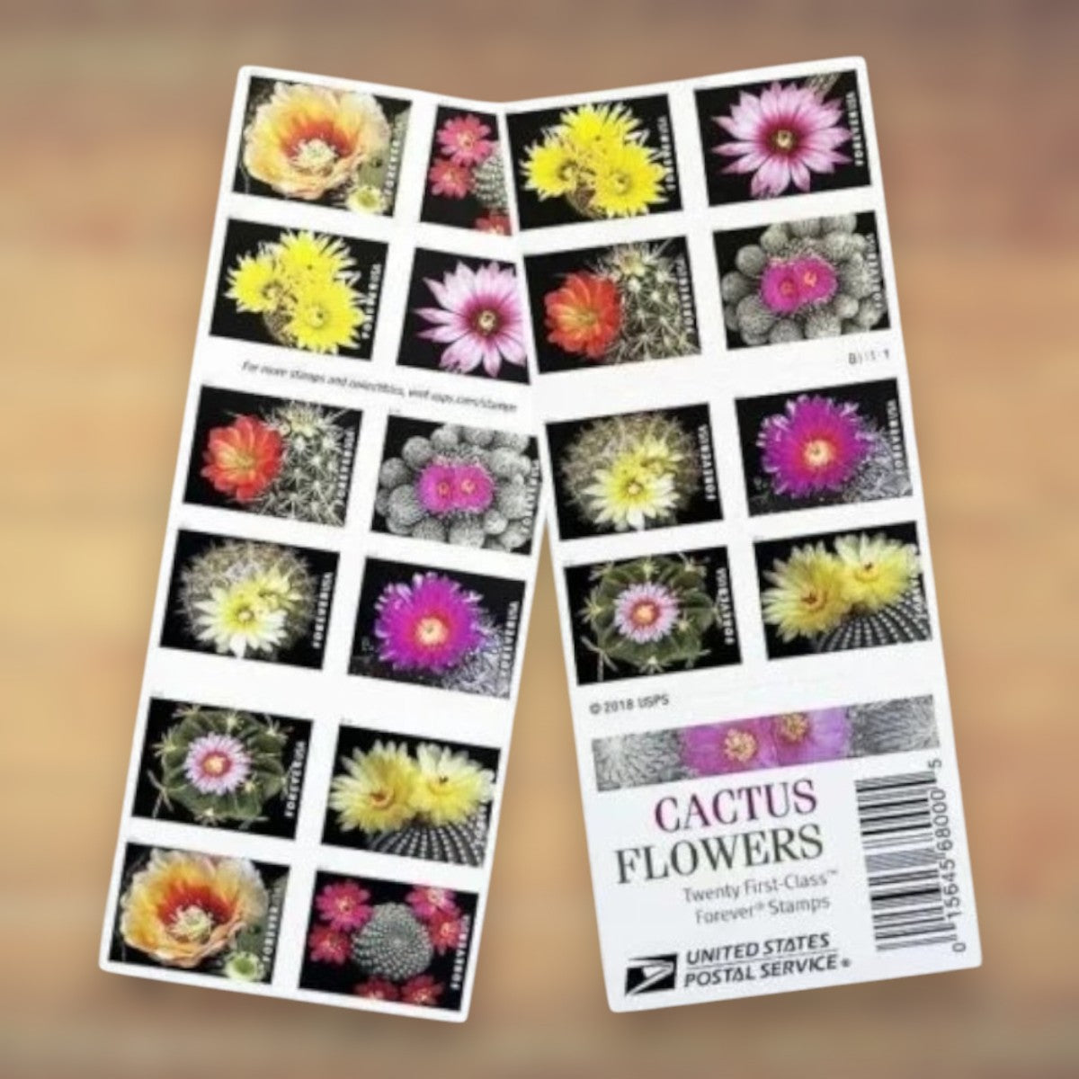 Cactus Flowers Forever Stamps, 2019 Booklet – Greeting Cards and Letters