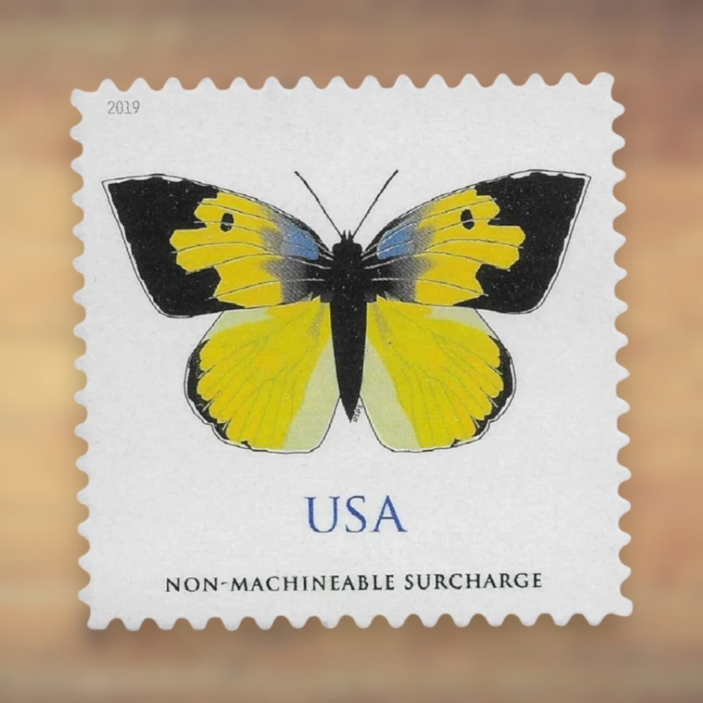 California Dogface Butterfly Non-Machineable Surcharge Stamps, 2019 Sheet – Square Cards and Irregular Envelopes