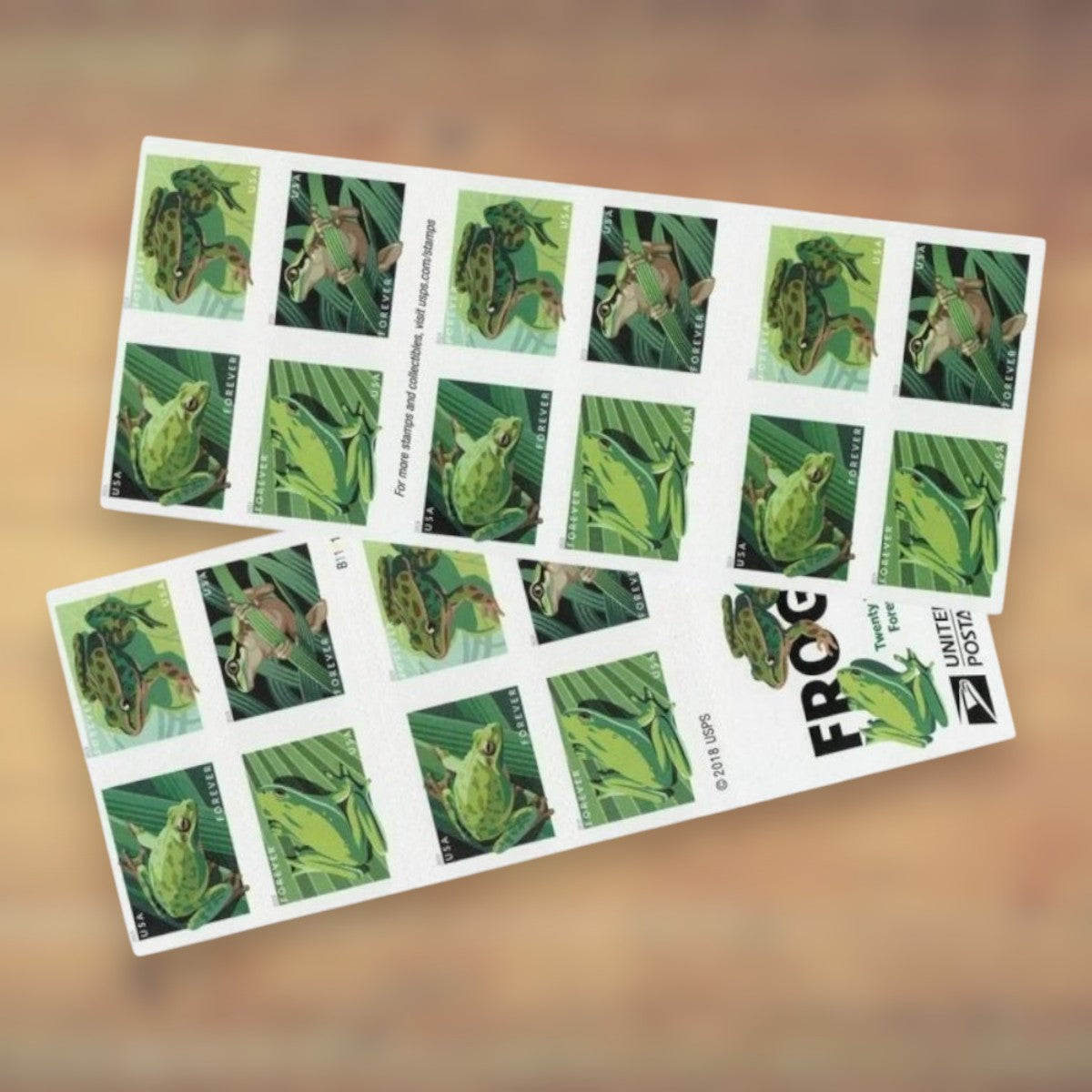 Frogs Forever Stamps, 2019 Booklet – Everyday Cards and Letters