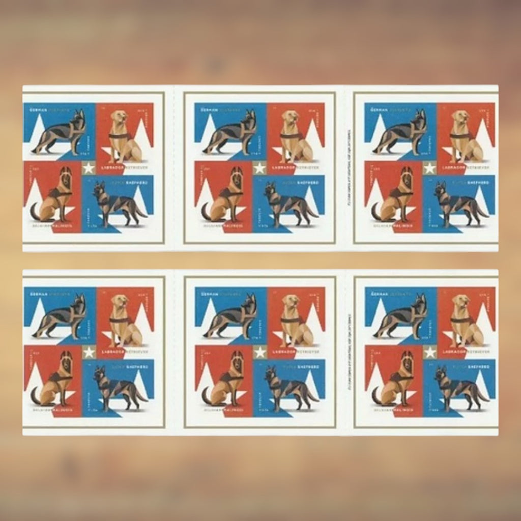 Military Working Dogs Forever Stamps, 2019 Booklet – Military Appreciation Cards and Letters