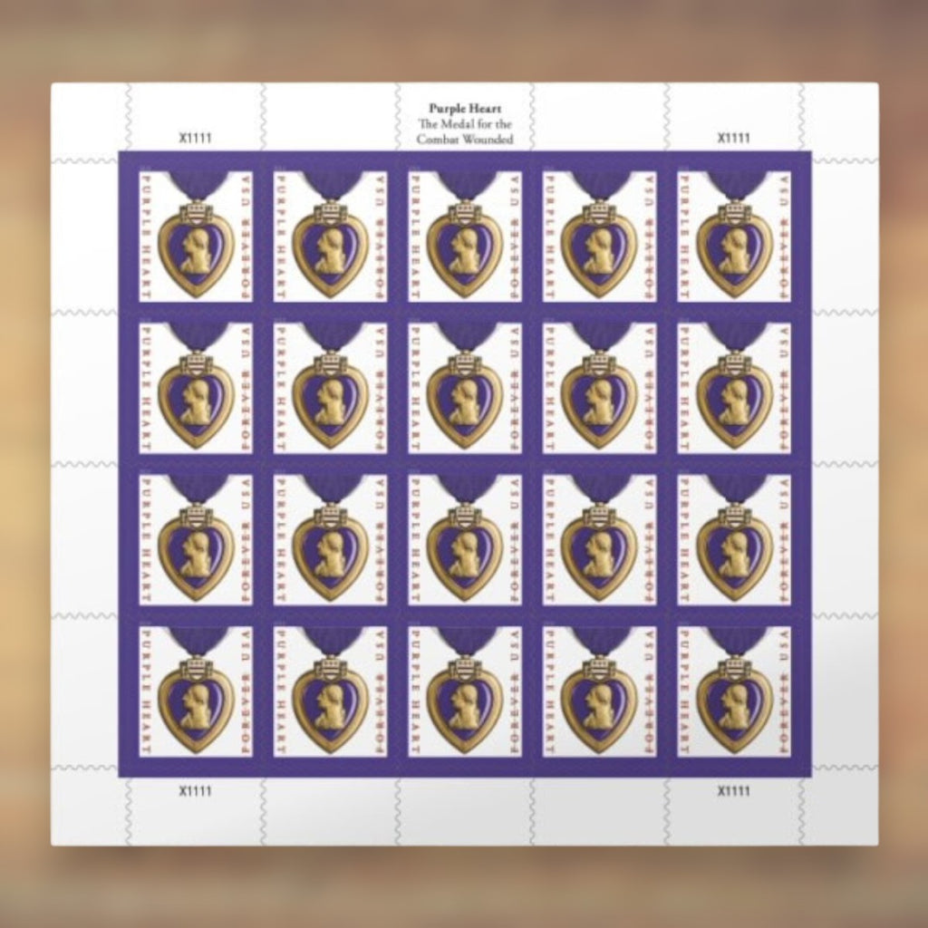 Purple Heart Medal Forever Stamps, 2019 Sheet – Military Appreciation Cards and Letters