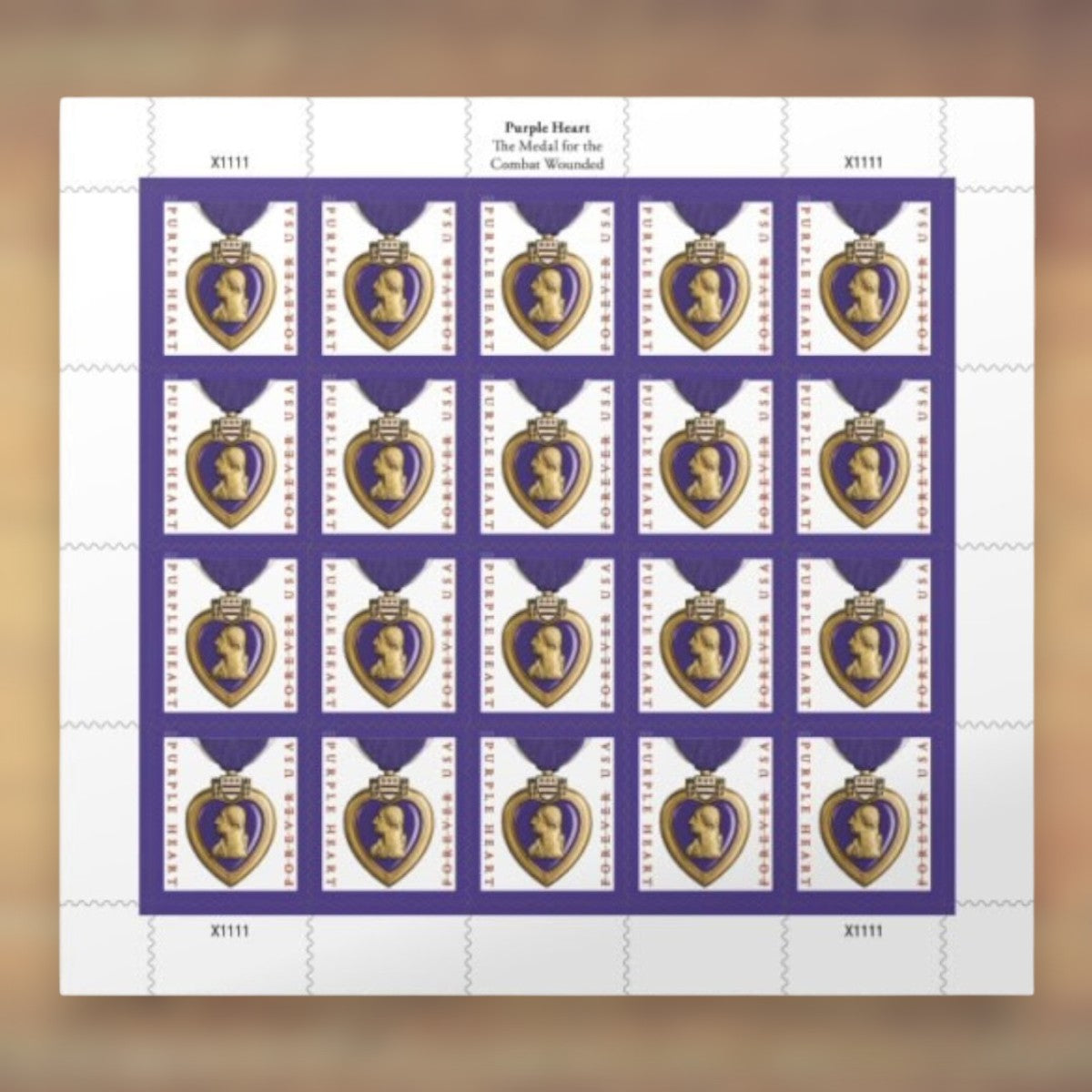 Purple Heart Medal Forever Stamps, 2019 Sheet – Military Appreciation Cards and Letters