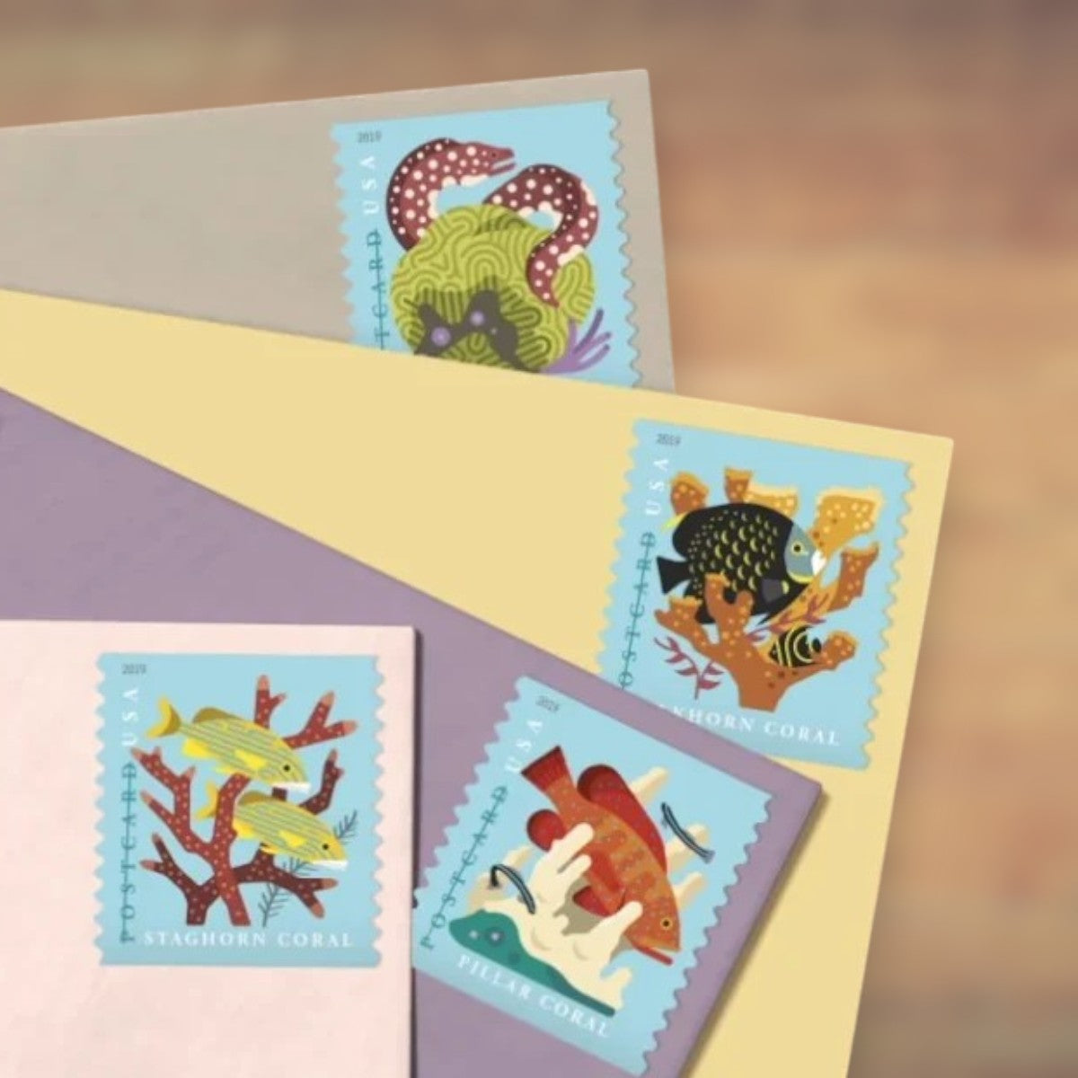 2019 Coral Reef Fish Postcard Rate Stamps Sheet First-Class