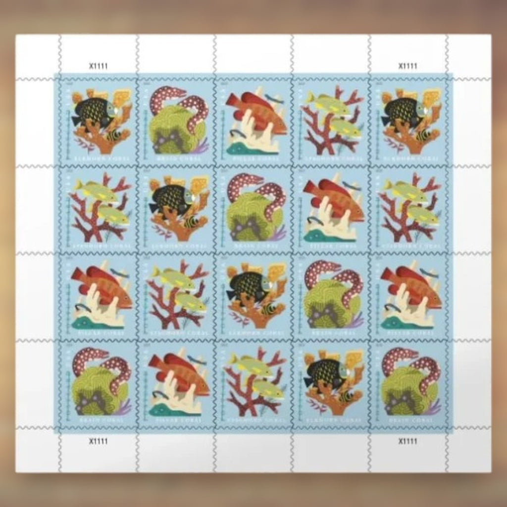 2019 Coral Reef Fish Postcard Rate Stamps Sheet First-Class