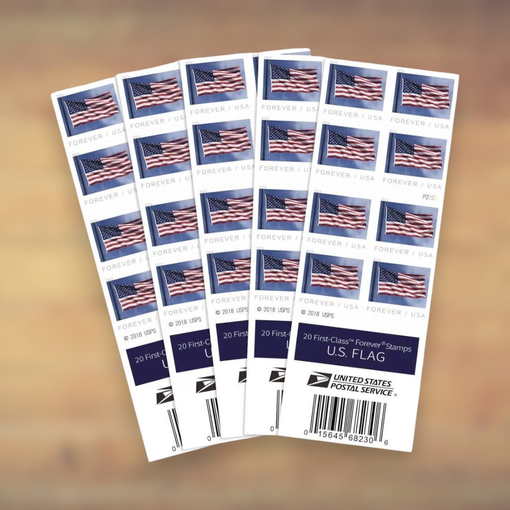 U.S. Flags Forever Stamps – 250 Booklets / 5,000 Stamps – 2012–2019 & 2022–2026