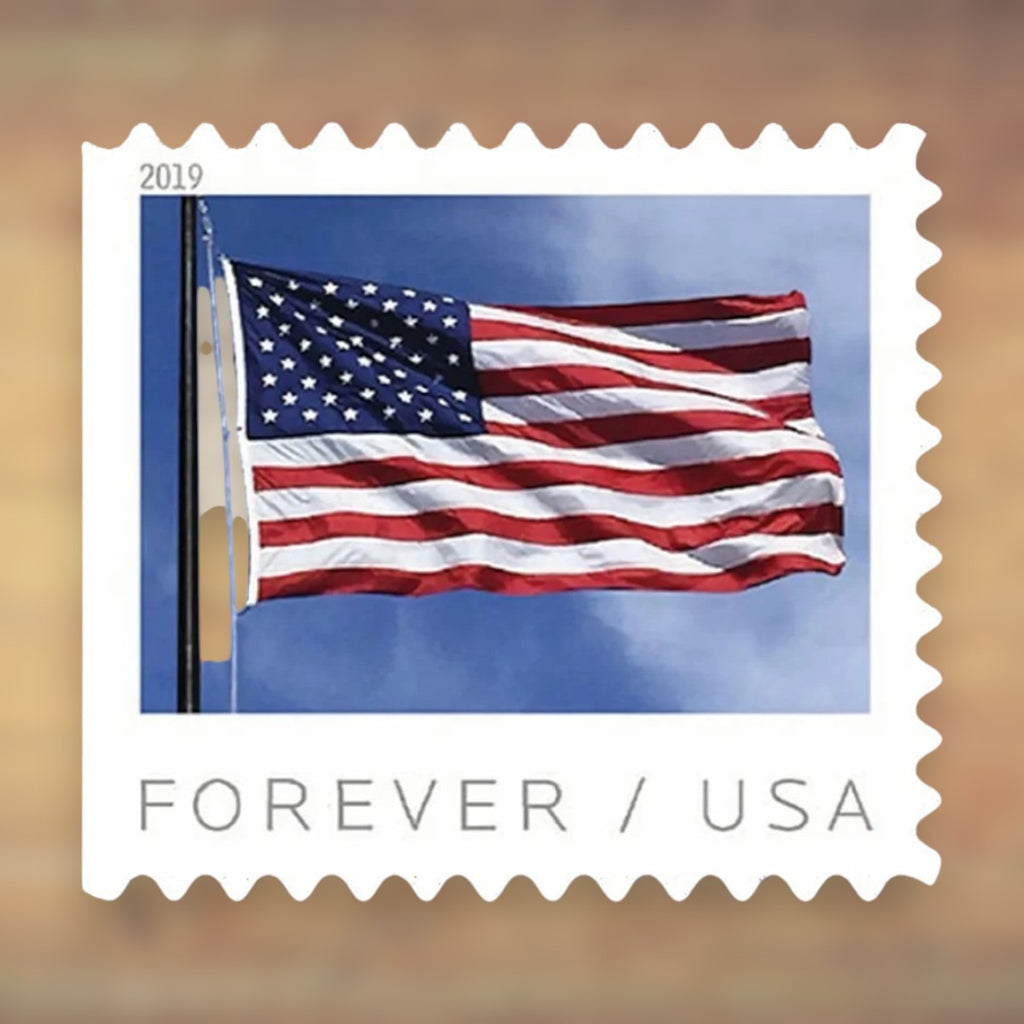2019 U.S. Flags Forever Stamps – 50/100/250/500 Rolls, 100 Stamps per Roll