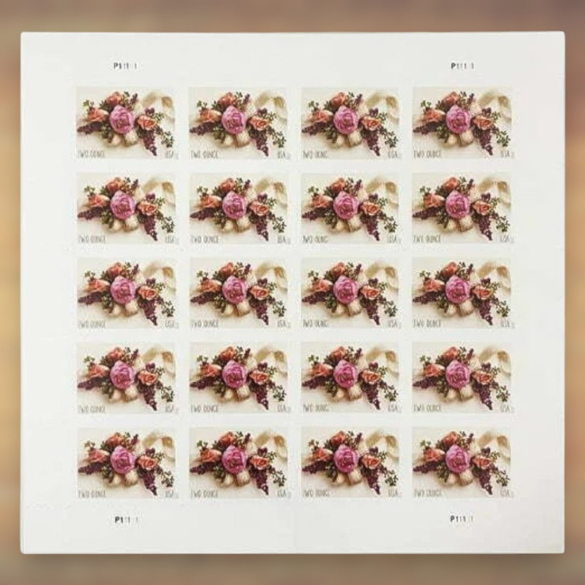 Garden Corsage Two-Ounce Rate Stamps, 2020 Sheet – Wedding Invitations and Heavier Greeting Cards