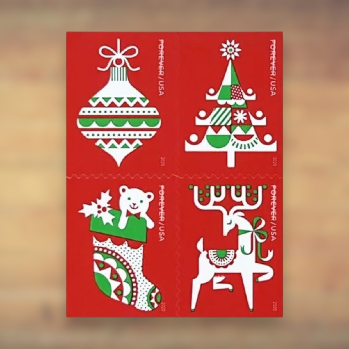 Holiday Delights Forever Stamps, 2020 Booklet – Holiday Cards and Letters