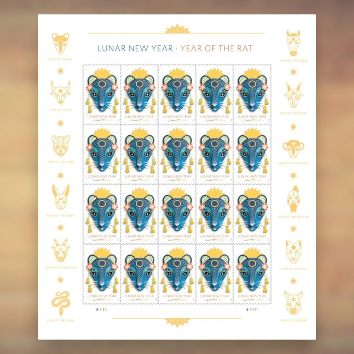 Lunar New Year: Year of the Rat Forever Stamps, 2020 Sheet – Lunar New Year Cards and Greetings