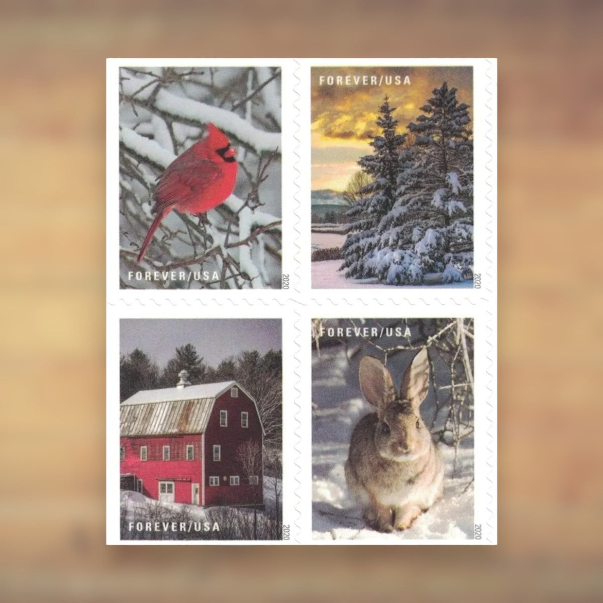 Winter Scenes Forever Stamps, 2020 Booklet – Winter Greetings and Letters