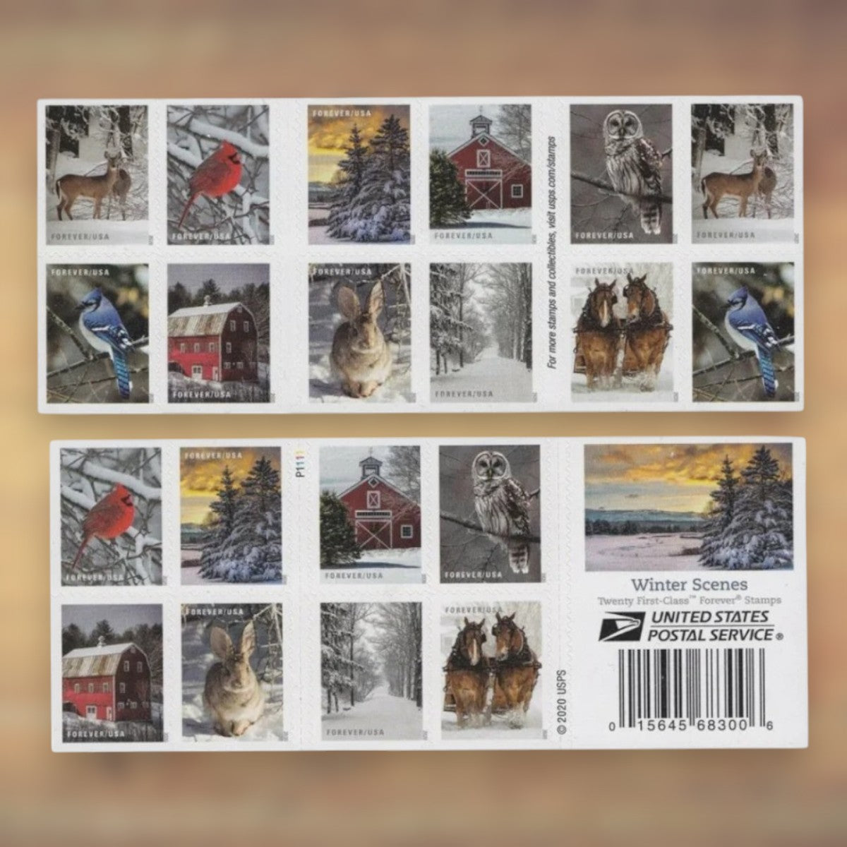 Winter Scenes Forever Stamps, 2020 Booklet – Winter Greetings and Letters