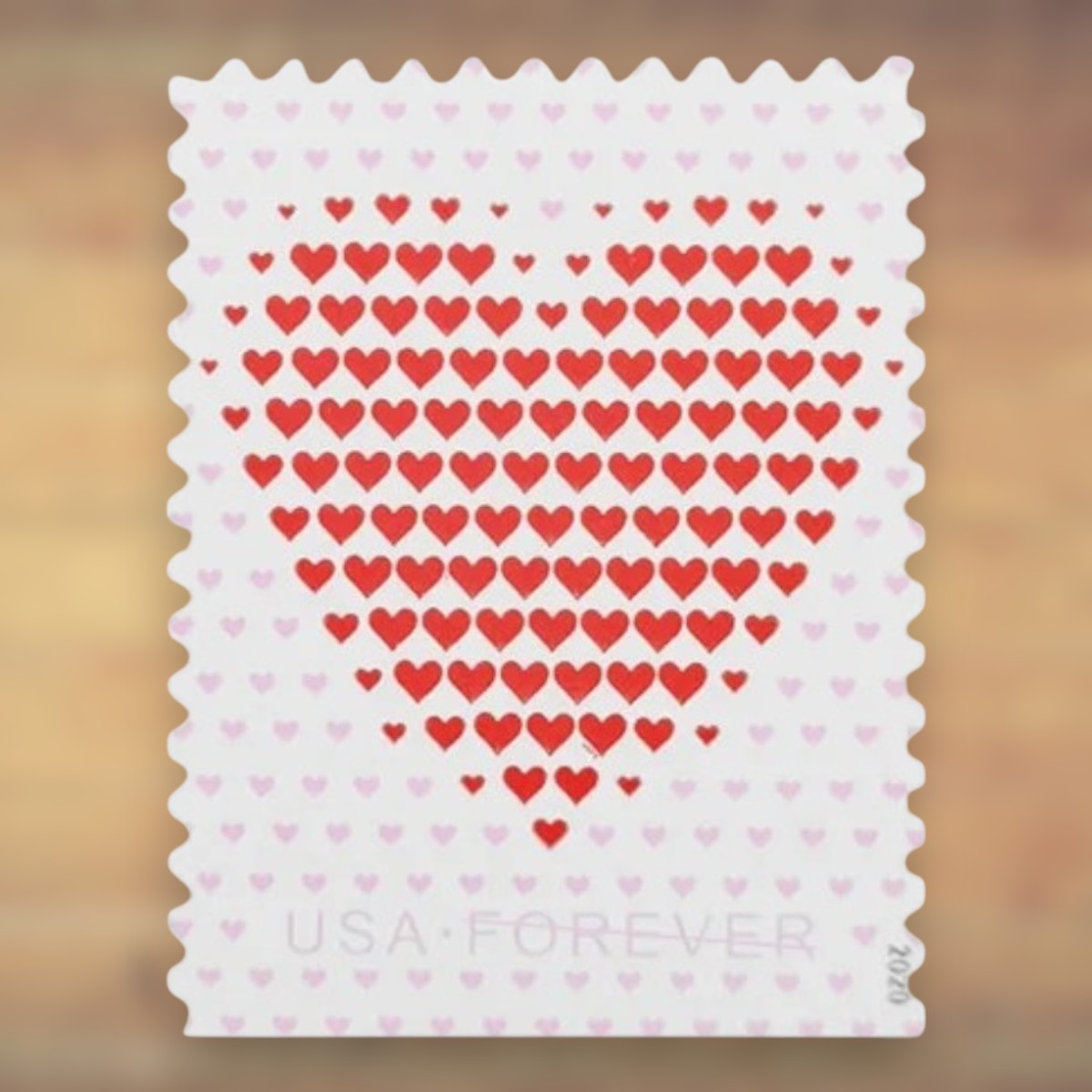 2020 Red Heart Design Forever Postage Stamps Sheet First-Class