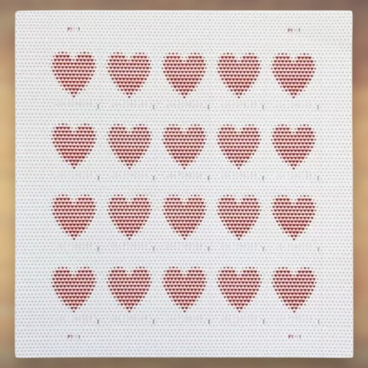 2020 Red Heart Design Forever Postage Stamps Sheet First-Class