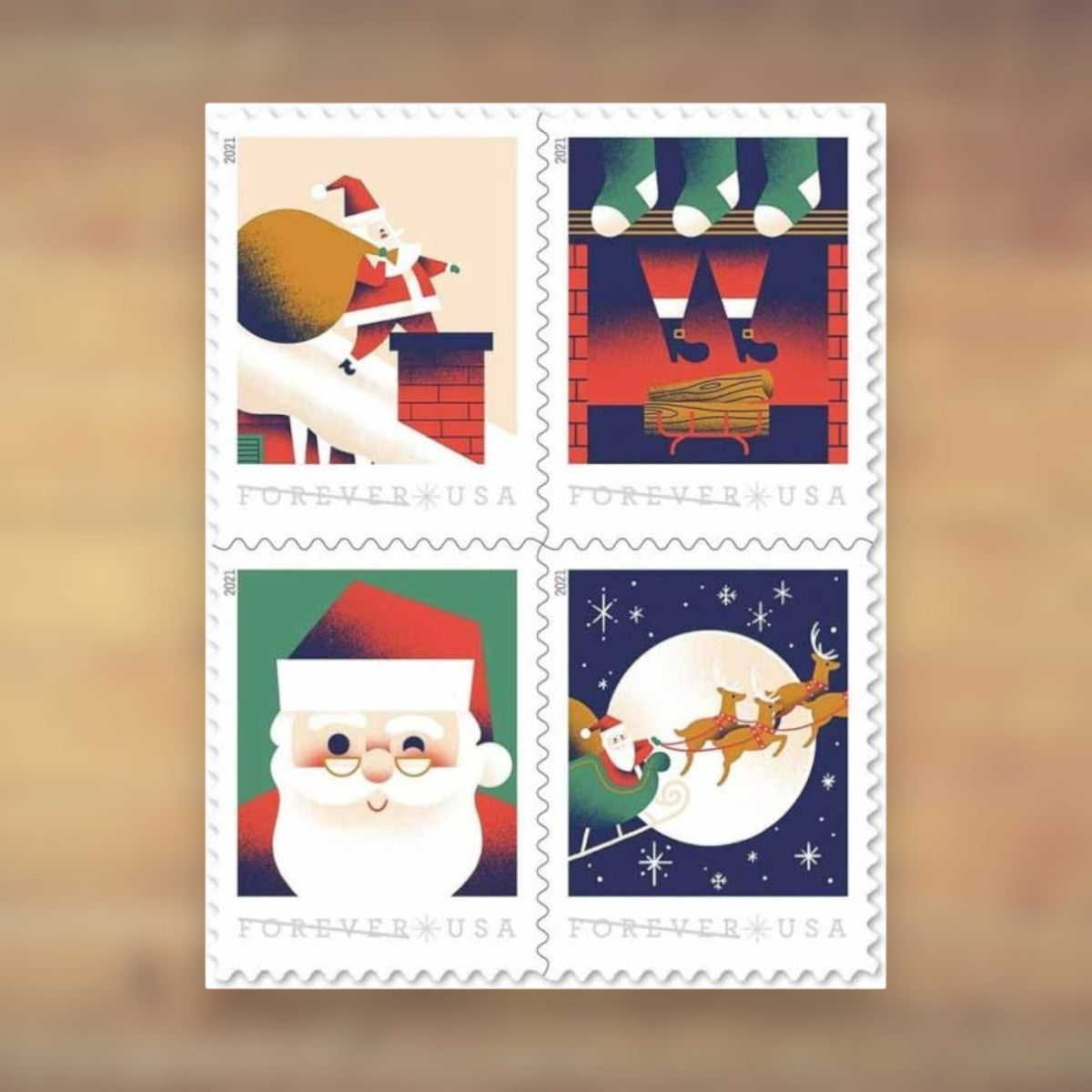 A Visit from St. Nick Forever Stamps, 2021 Booklet – Christmas Cards and Letters