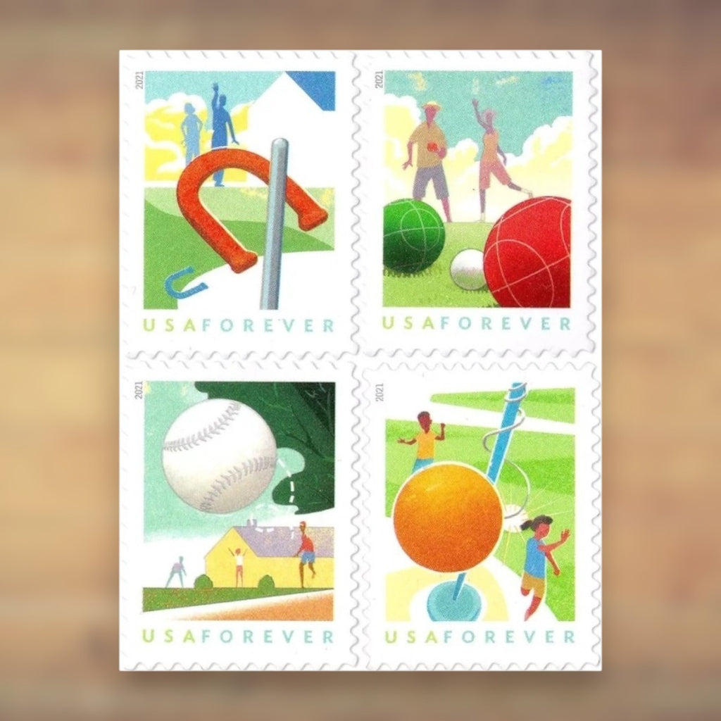 Backyard Games Forever Stamps, 2021 Sheet – Party Invitations and Greeting Cards