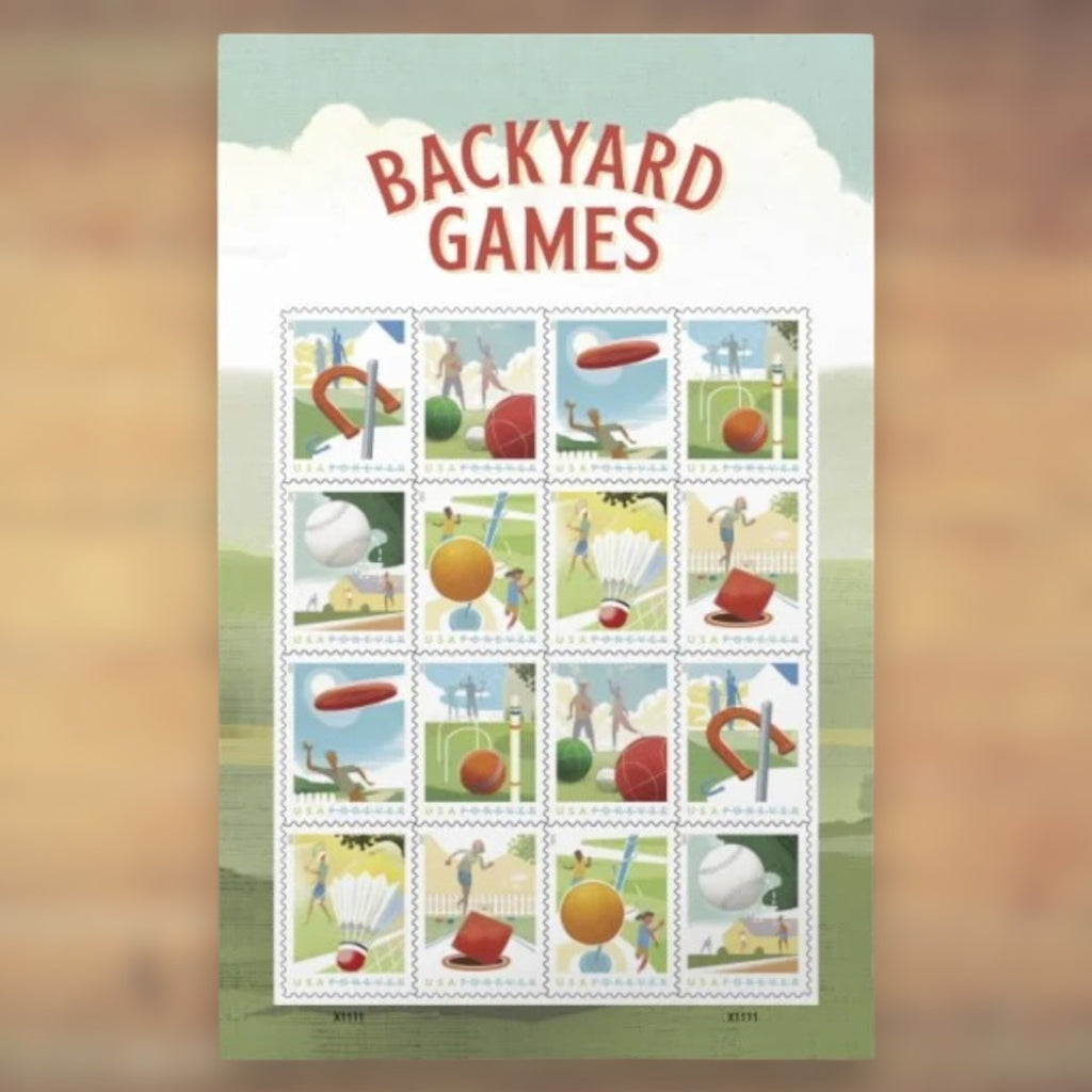 Backyard Games Forever Stamps, 2021 Sheet – Party Invitations and Greeting Cards