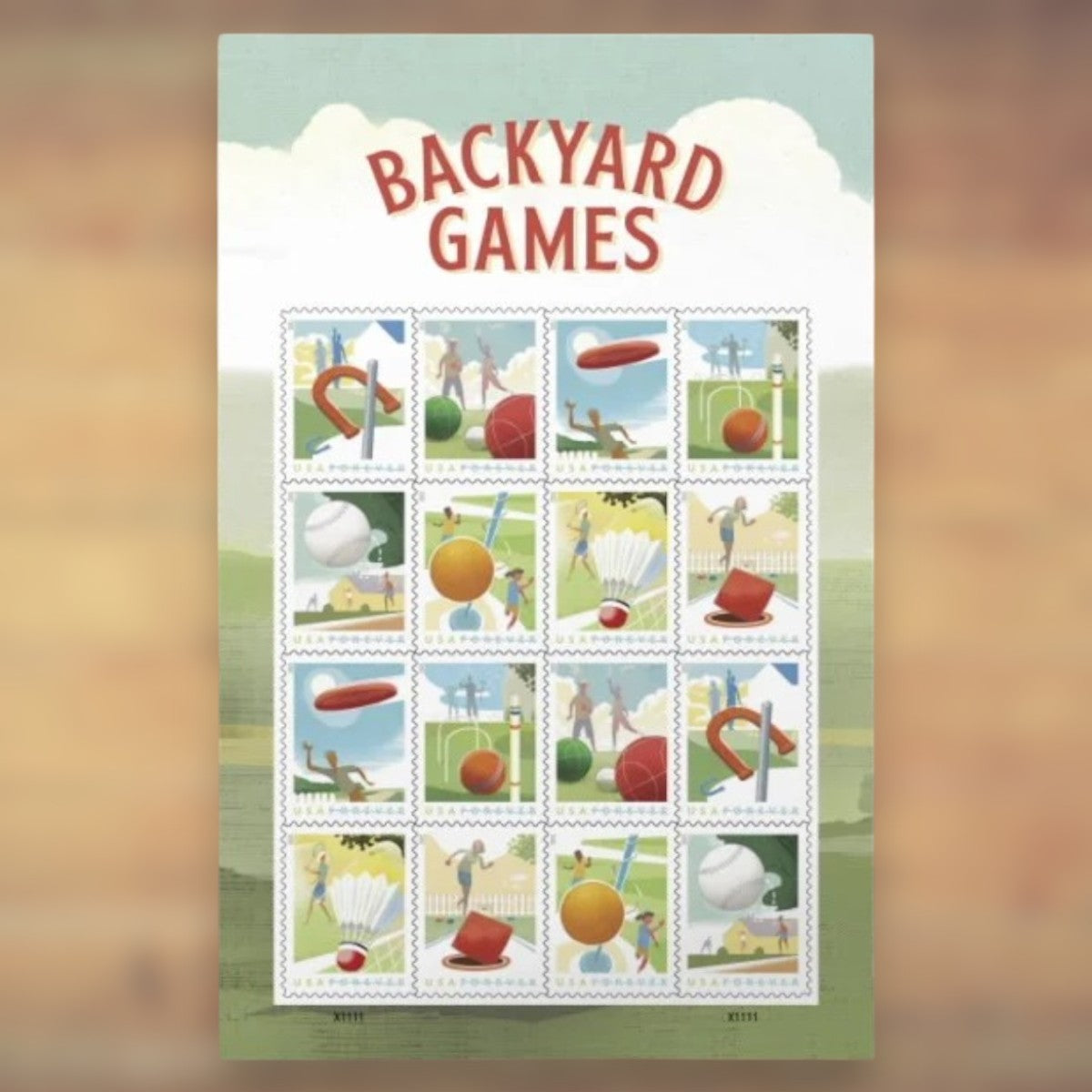 Backyard Games Forever Stamps, 2021 Sheet – Party Invitations and Greeting Cards
