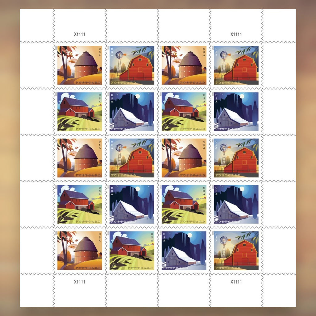 Barns Postcard Rate Stamps, 2021 Sheet – Postcards and Personal Notes