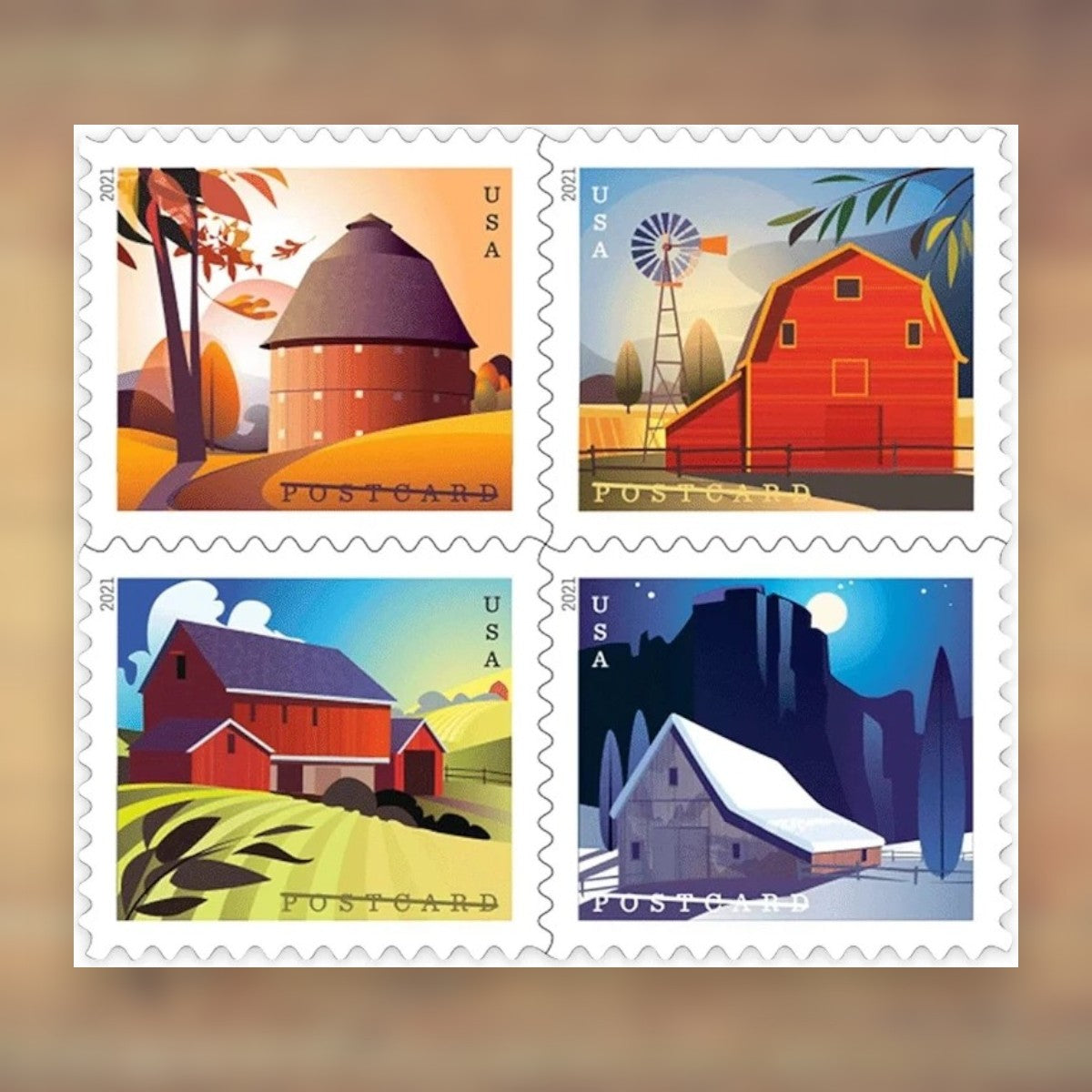 Barns Postcard Rate Stamps, 2021 Sheet – Postcards and Personal Notes