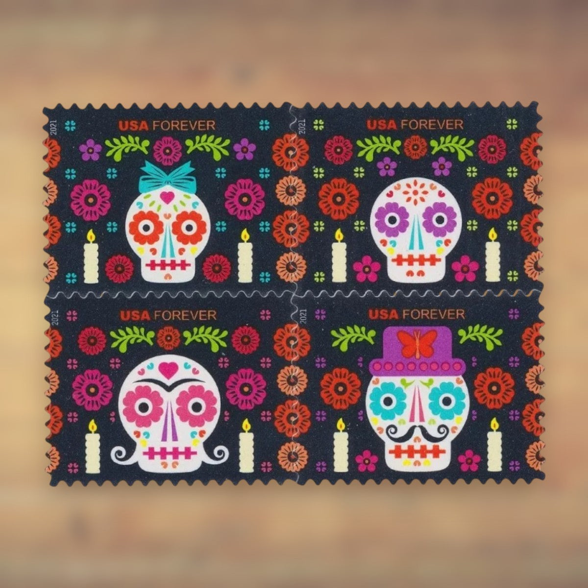 Day of the Dead Forever Stamps, 2021 Sheet – Day of the Dead Cards and Invitations