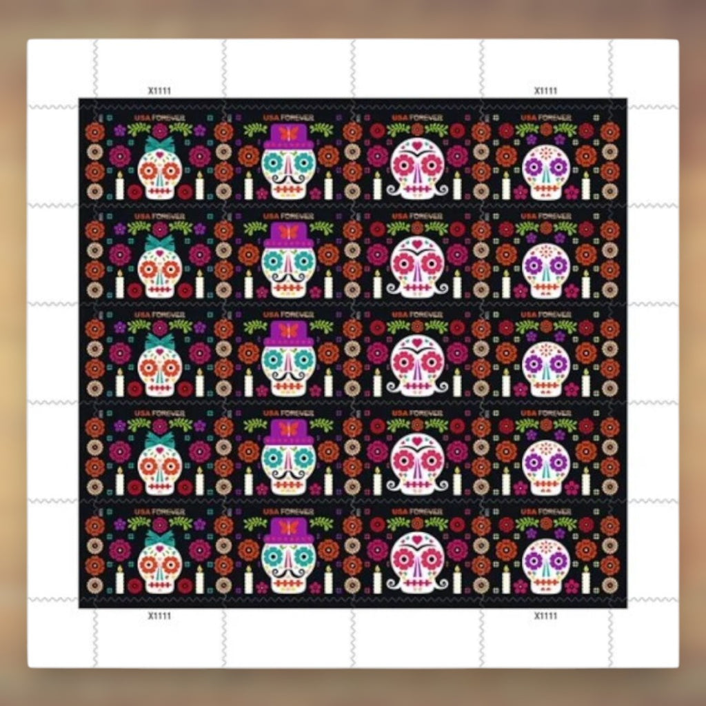 Day of the Dead Forever Stamps, 2021 Sheet – Day of the Dead Cards and Invitations