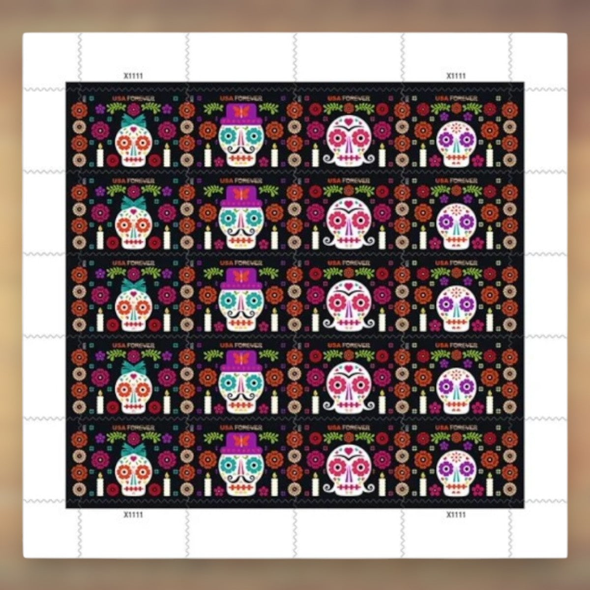 Day of the Dead Forever Stamps, 2021 Sheet – Day of the Dead Cards and Invitations