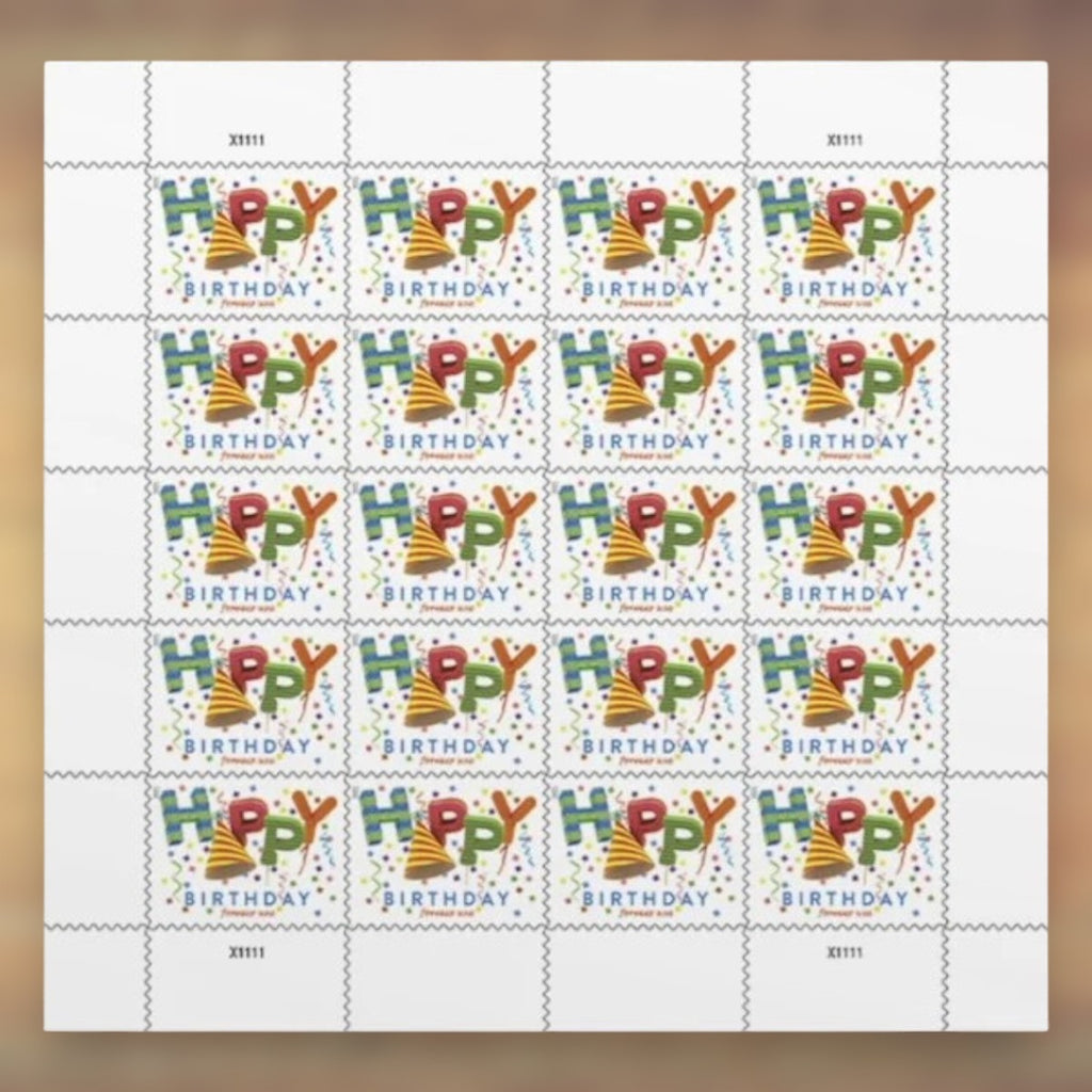 Happy Birthday Forever Stamps, 2021 Sheet – Birthday Cards and Party Invitations