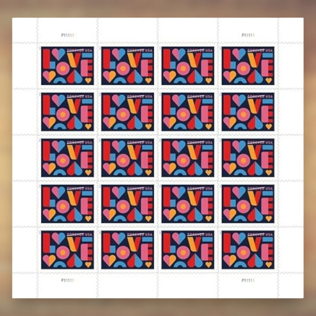 Love Forever Stamps, 2021 Sheet – Wedding Invitations and Valentine’s Cards