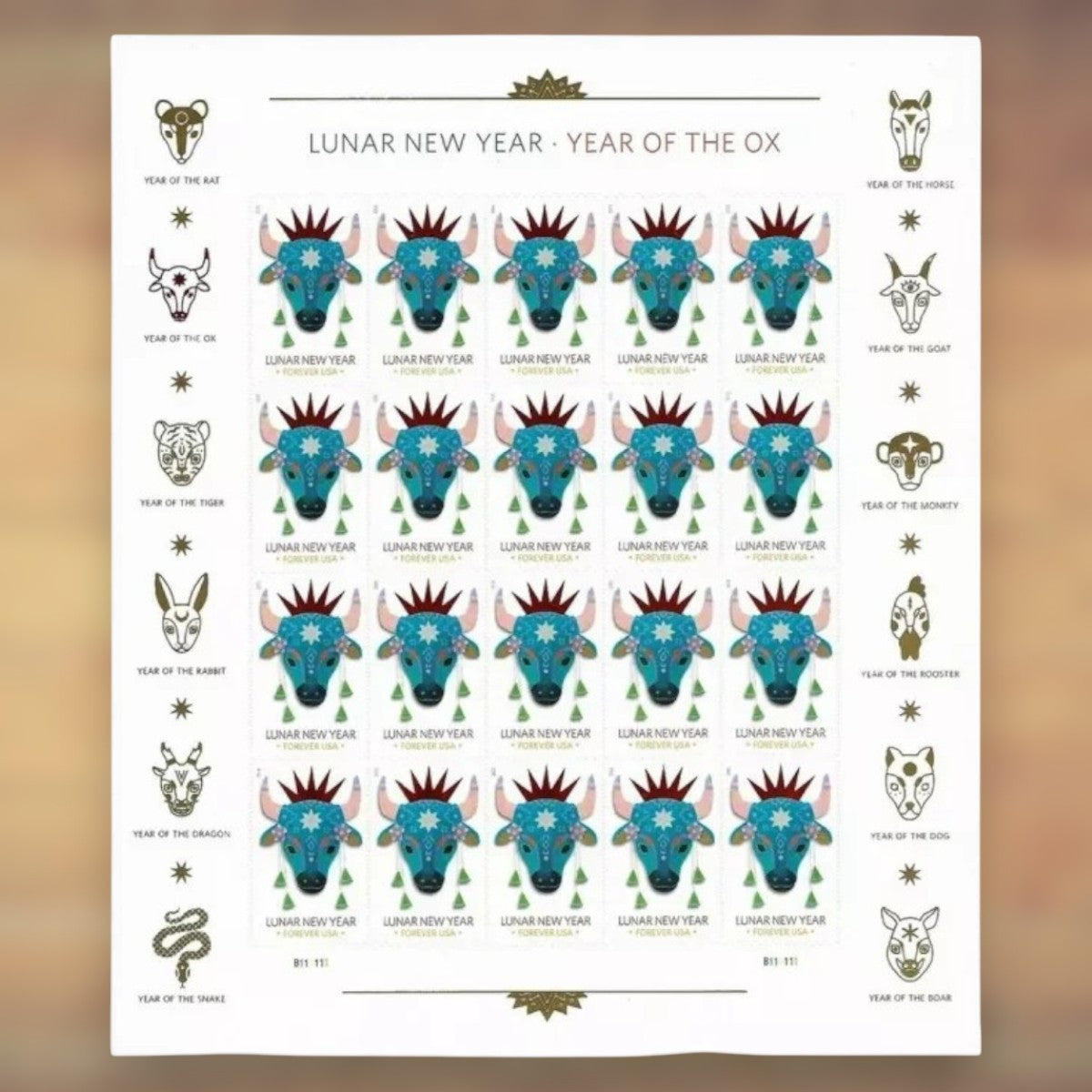 Lunar New Year: Year of the Ox Forever Stamps, 2021 Sheet – Lunar New Year Cards and Greetings