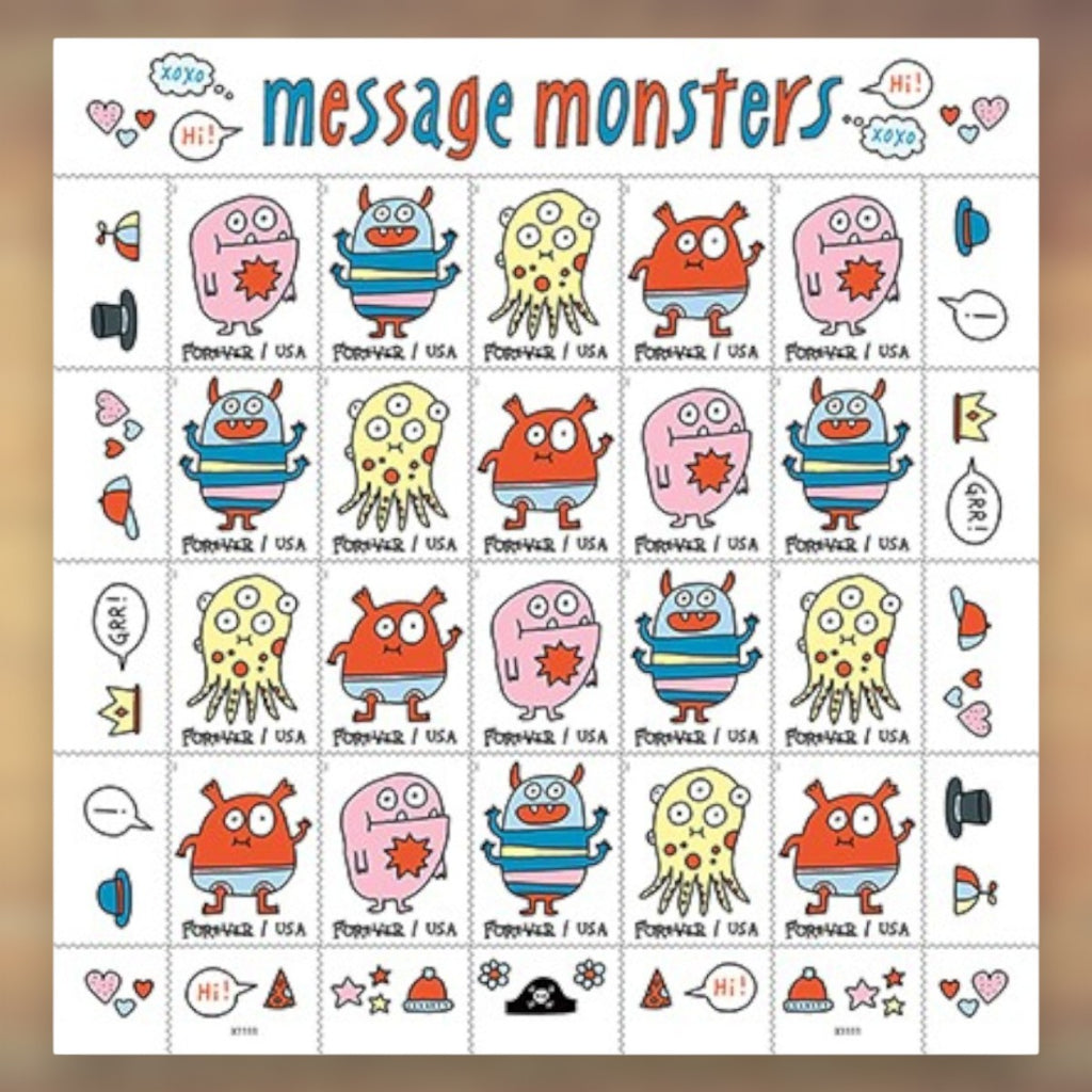 Message Monsters Forever Stamps, 2021 Sheet – Greeting Cards and Letters