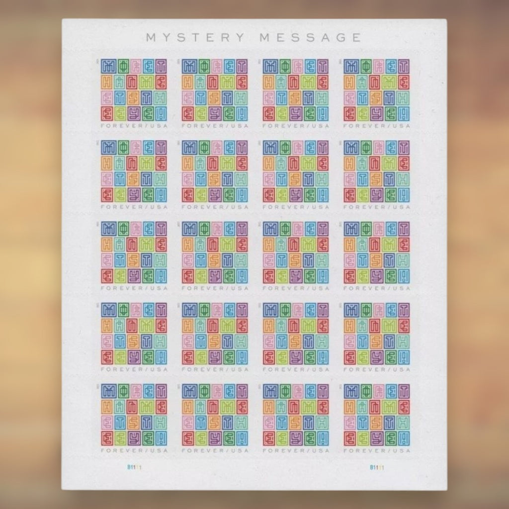 Mystery Message Forever Stamps, 2021 Sheet – Greeting Cards and Letters