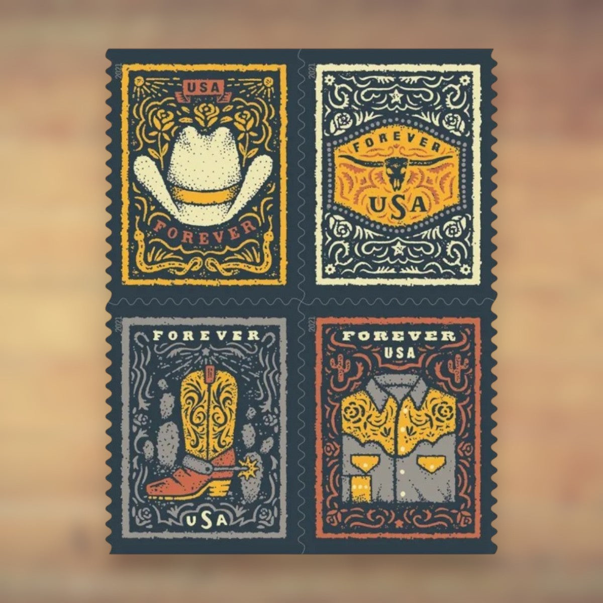 Western Wear Forever Stamps, 2021 Booklet – Everyday Cards and Letters