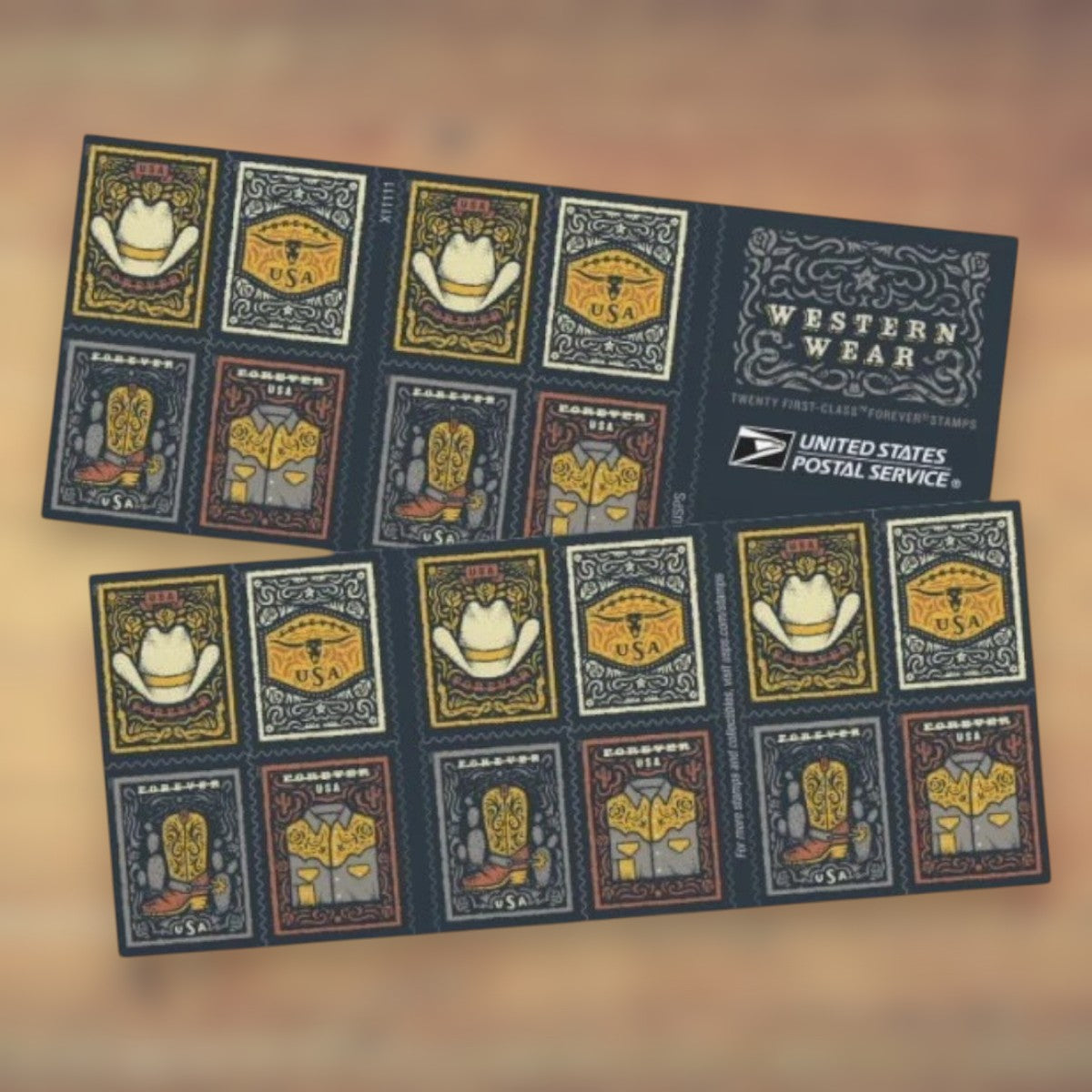 Western Wear Forever Stamps, 2021 Booklet – Everyday Cards and Letters
