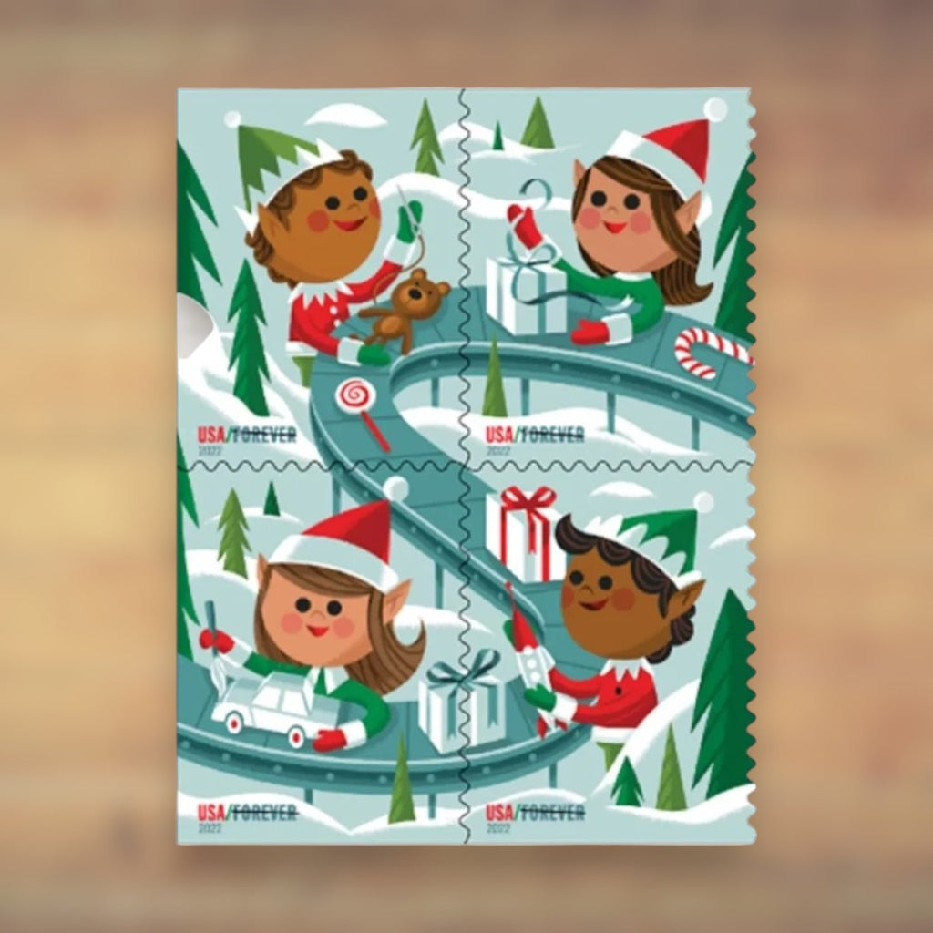 Holiday Elves Forever Stamps, 2022 Booklet – Holiday Cards and Letters