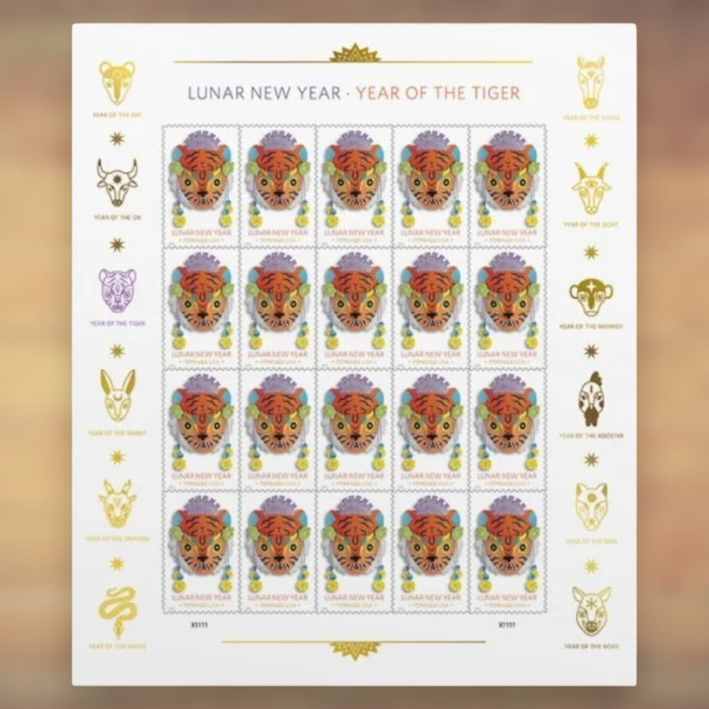 Lunar New Year: Year of the Tiger Forever Stamps, 2022 Sheet – Lunar New Year Cards and Greetings