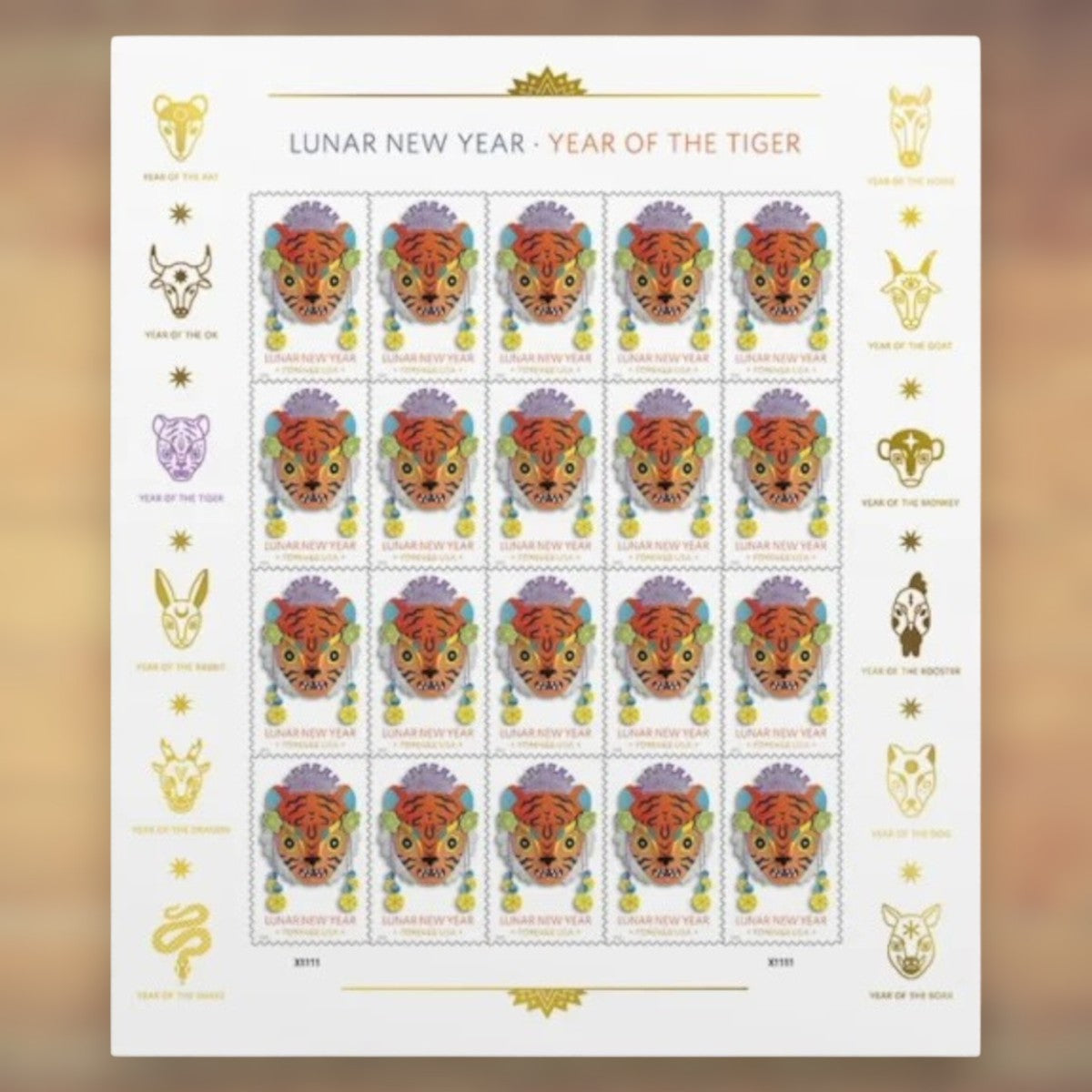 Lunar New Year: Year of the Tiger Forever Stamps, 2022 Sheet – Lunar New Year Cards and Greetings
