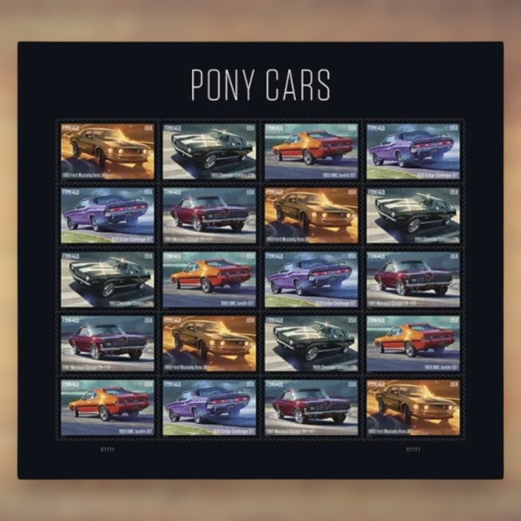Pony Cars Forever Stamps, 2022 Sheet – Cards, Letters and Stamp Collecting