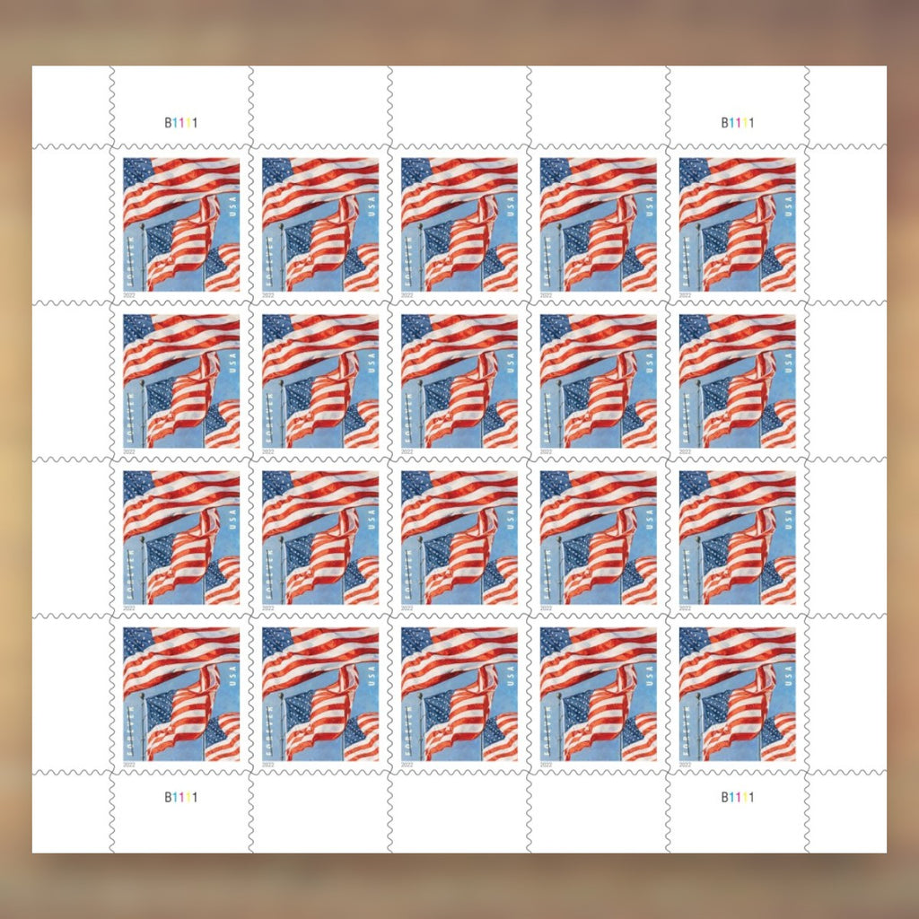 U.S. Flags Forever Stamps, 2022 Sheet – Everyday Cards, Letters and Business Mail