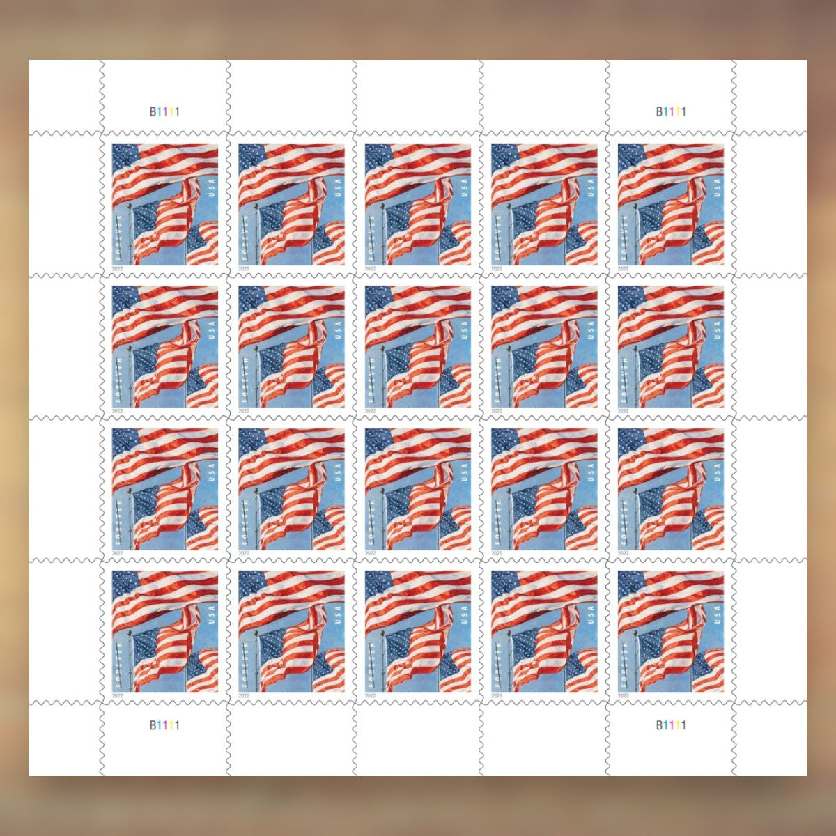 U.S. Flags Forever Stamps, 2022 Sheet – Everyday Cards, Letters and Business Mail