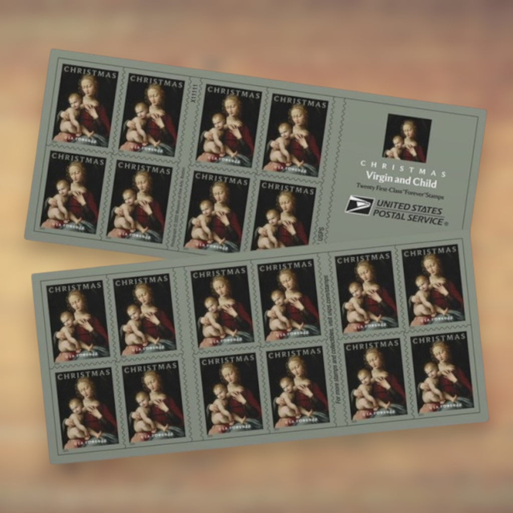 Virgin and Child Forever Stamps, 2022 Booklet – Religious Christmas Cards and Letters