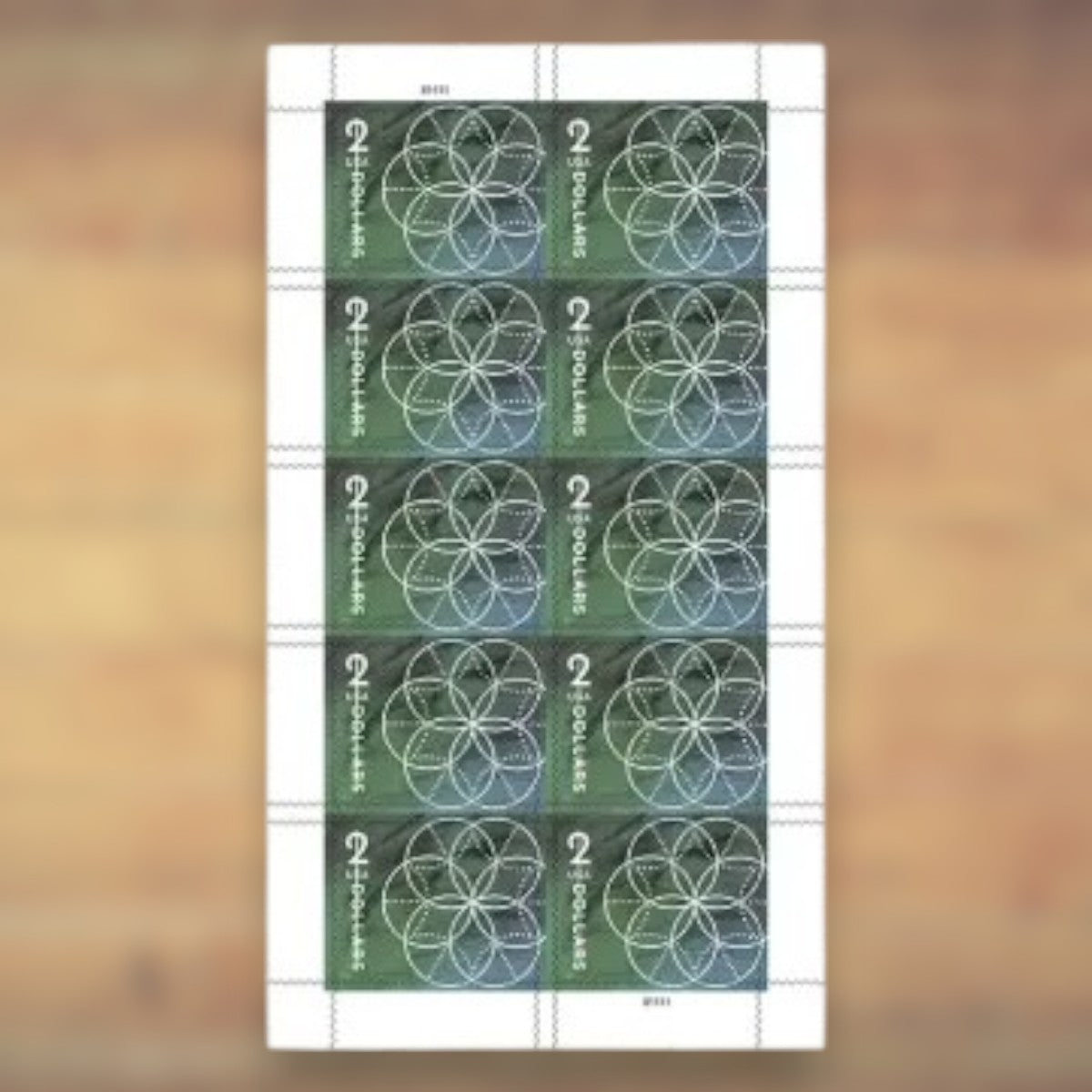 $2 Floral Geometry Postage Stamps, 2022 Sheet – Packages and Large Envelopes