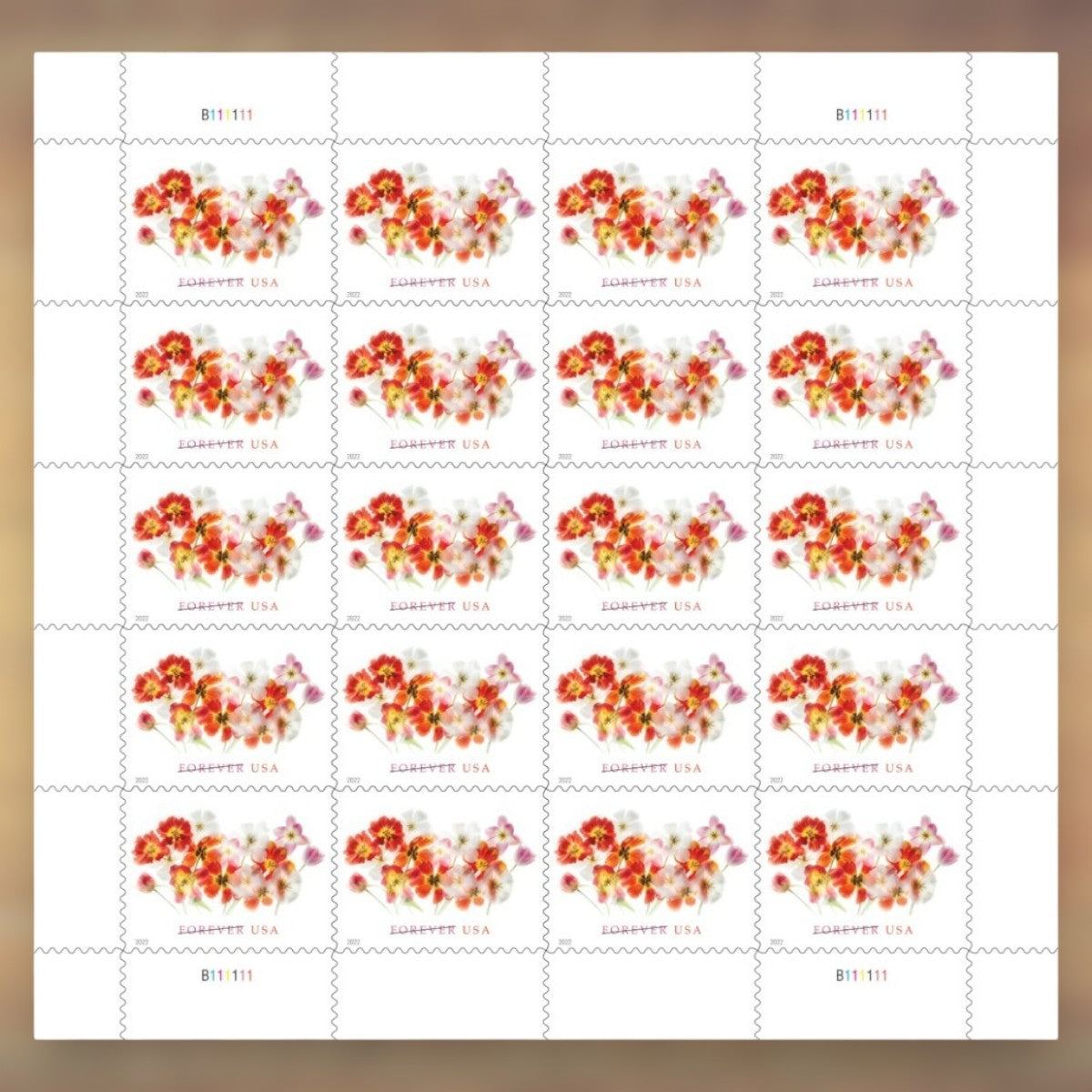 2022 Tulip Bouquet Forever Postage Stamps Sheet First-Class