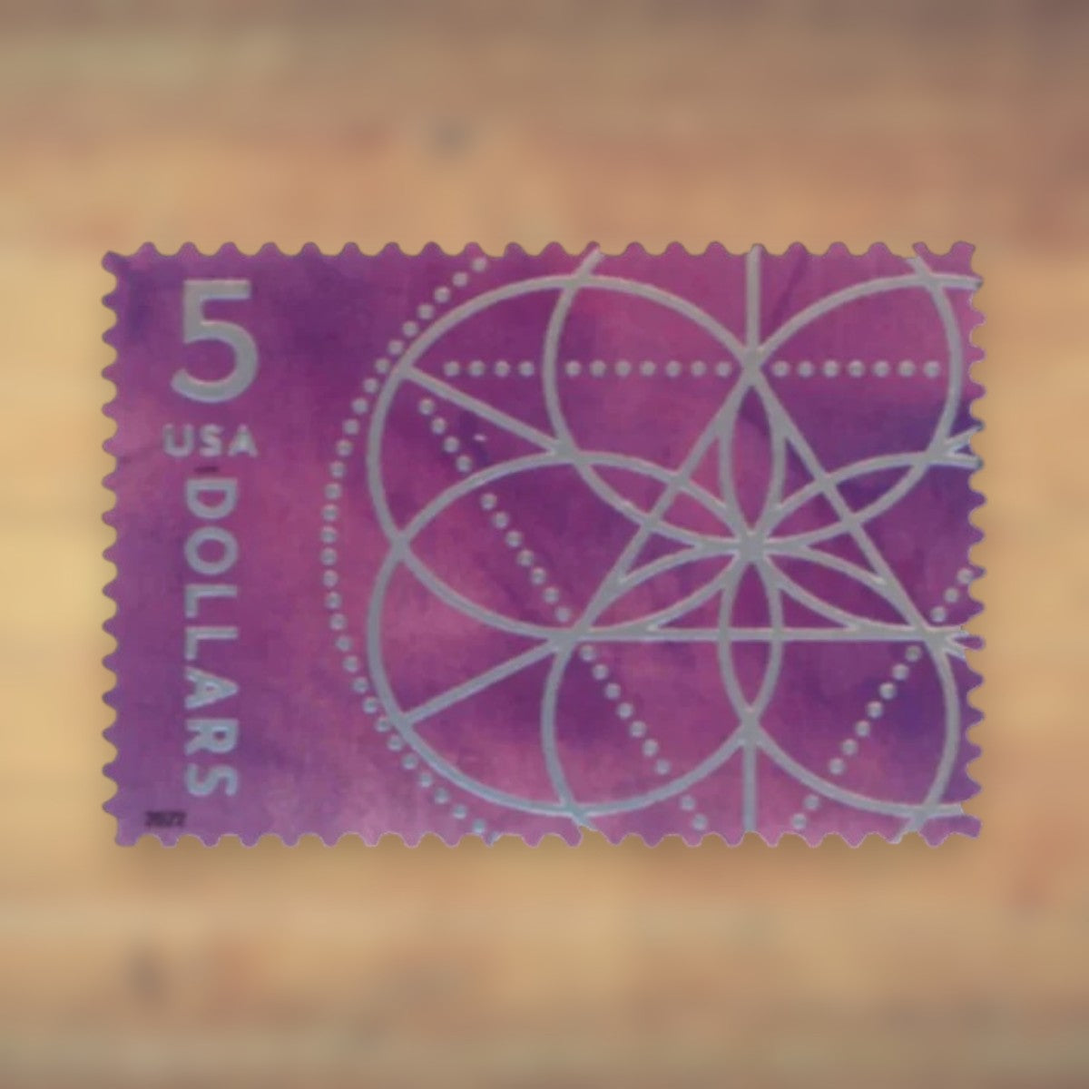 $5 Floral Geometry Postage Stamps, 2022 Sheet of 4 – Packages and Large Envelopes