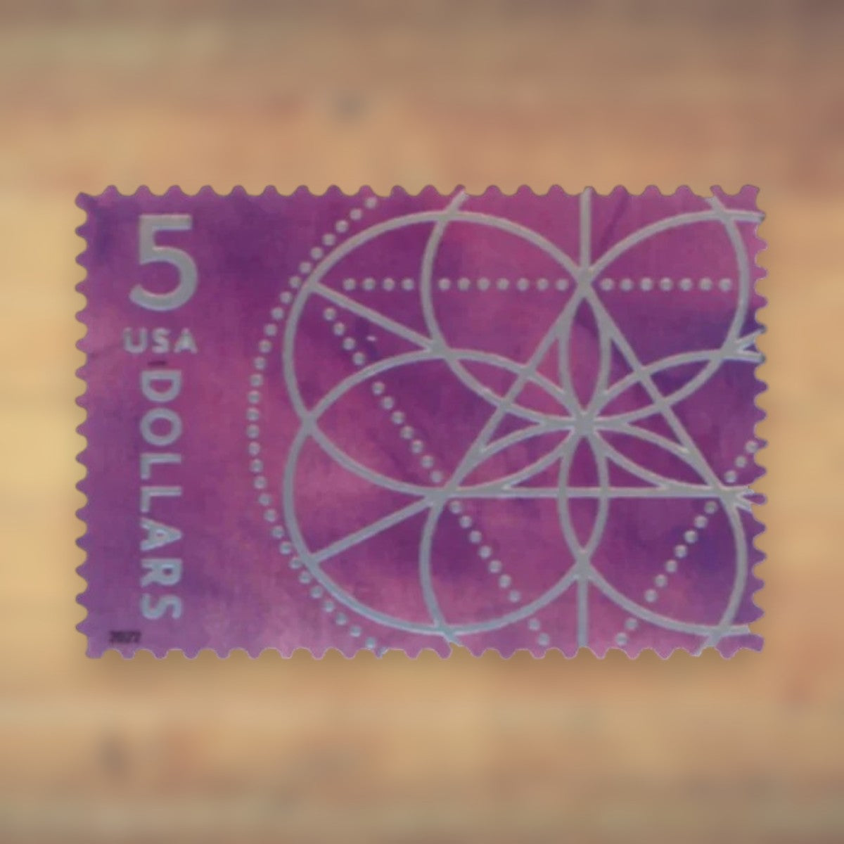 $5 Floral Geometry Postage Stamps, 2022 Sheet of 12 – Packages and Large Envelopes