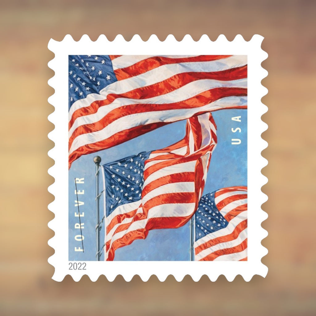 2022 U.S. Flags Forever Stamps – 250/500/1250/2500 Sheets, 100 Stamps per Sheet