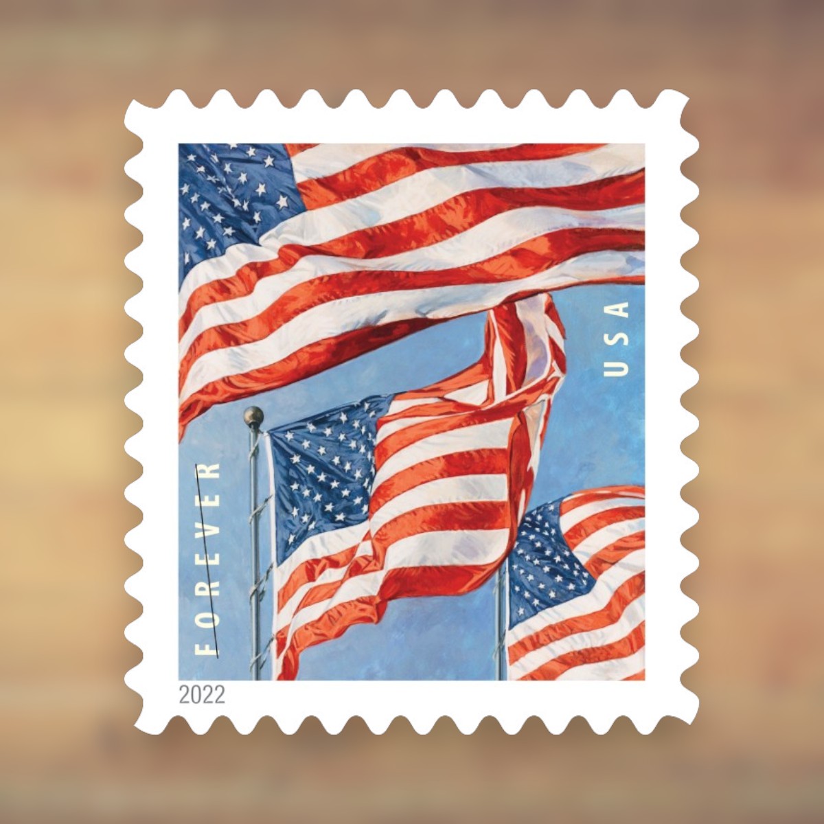 2022 U.S. Flags Forever Stamps – 250/500/1250/2500 Sheets, 100 Stamps per Sheet