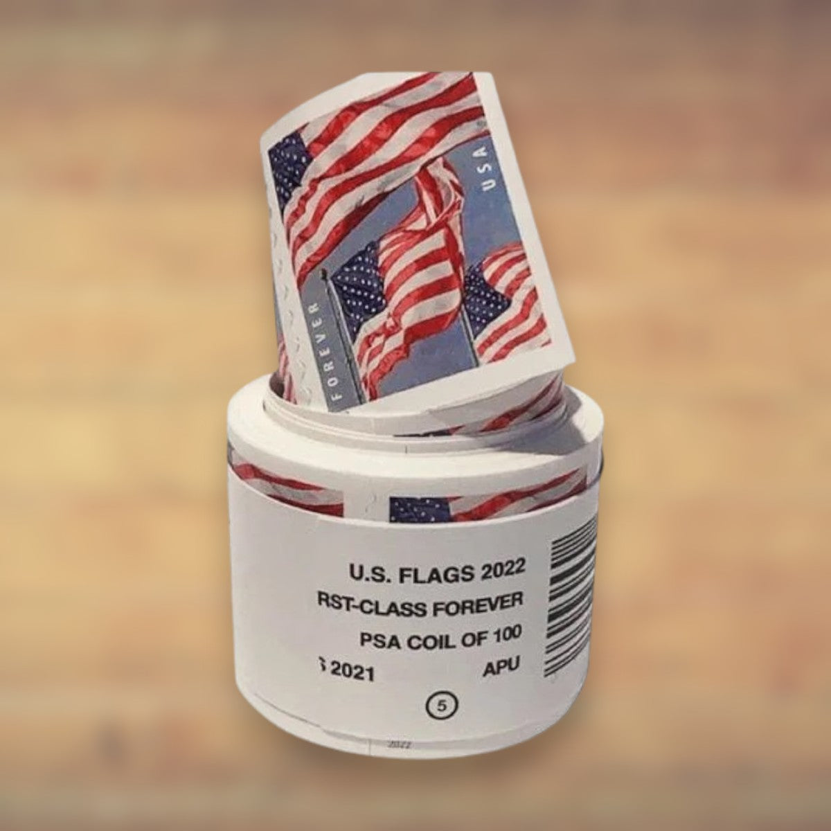 2022 U.S. Flags Forever Stamps – 50/100/250/500 Rolls, 100 Stamps per Roll