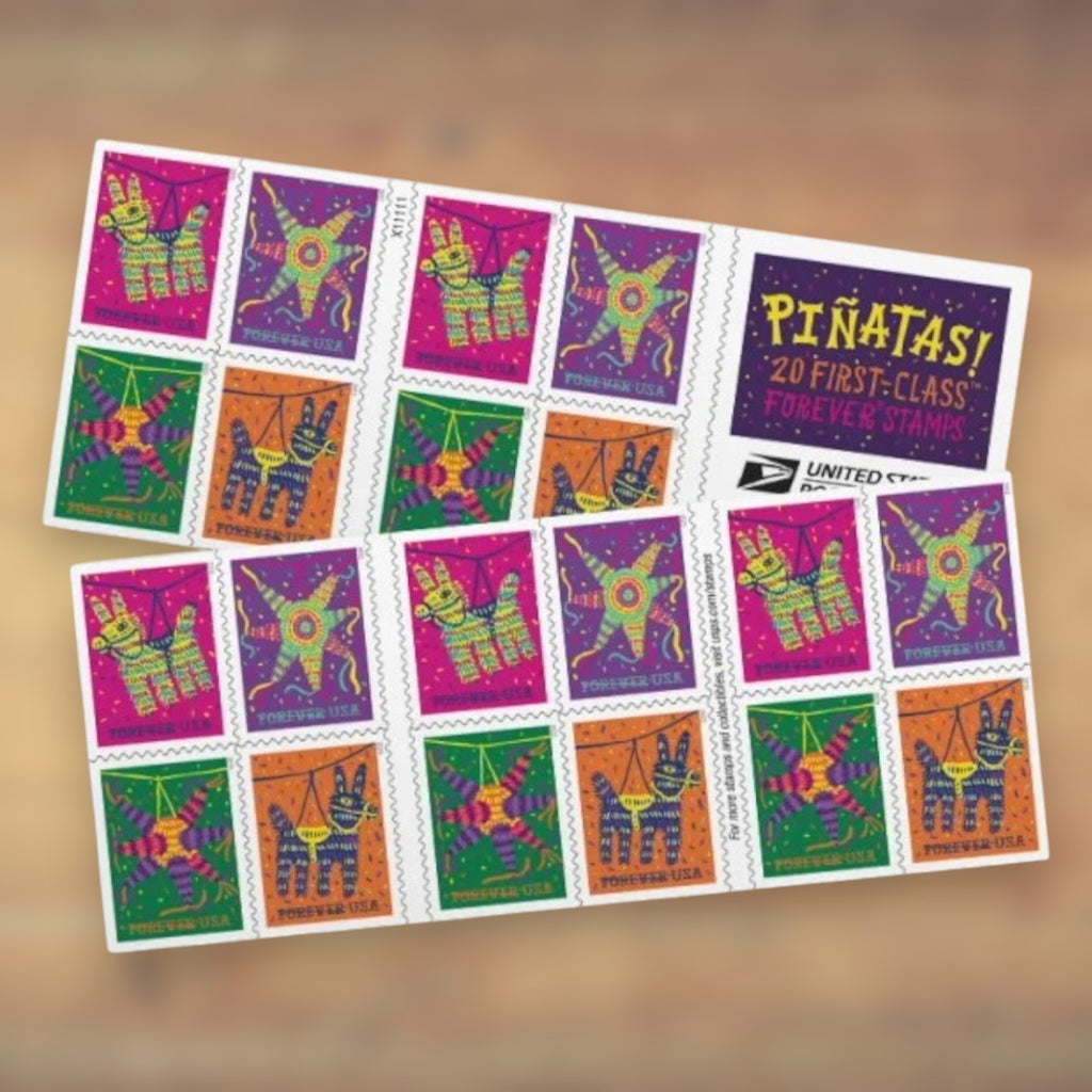 Piñatas! Forever Stamps, 2023 Booklet – Celebration Cards and Party Invitations