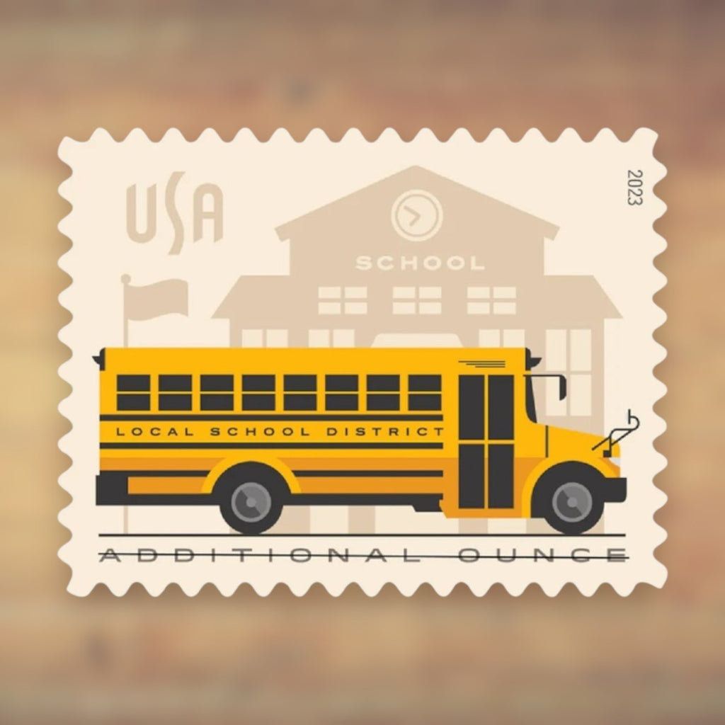 School Bus Additional Ounce Stamps, 2023 Sheet – Additional Postage for Letters Over 1 Ounce