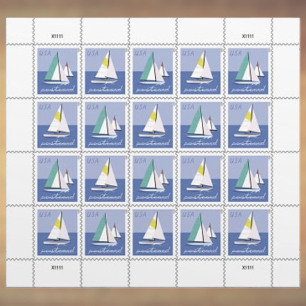 2023 Sailboat Postcard Rate Stamps Sheet First-Class Rate